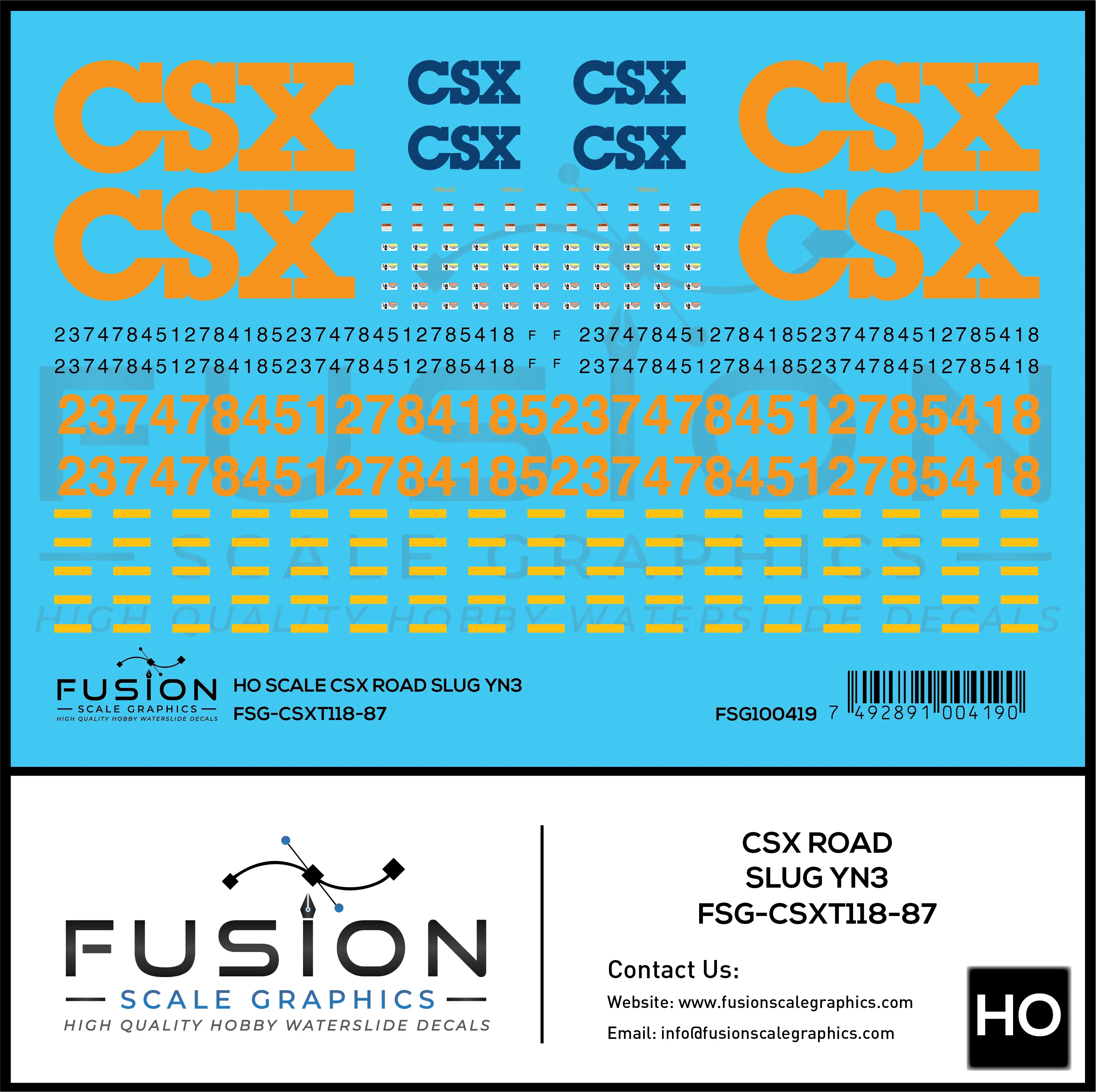 HO Scale CSX Road Slug YN3 Decal Set Fusion Scale Graphics