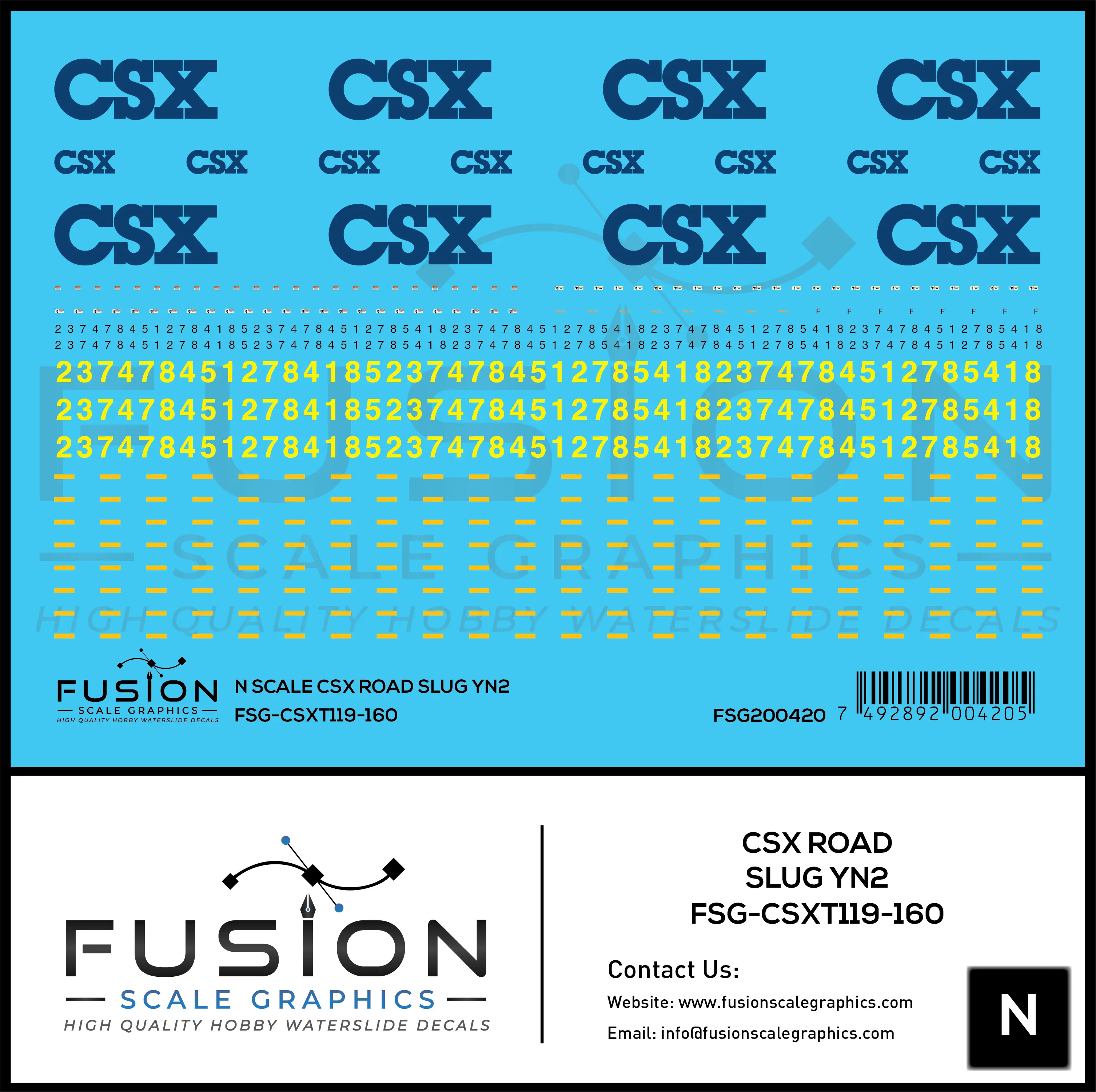 N Scale CSX Road Slug YN2 Decal Set Fusion Scale Graphics