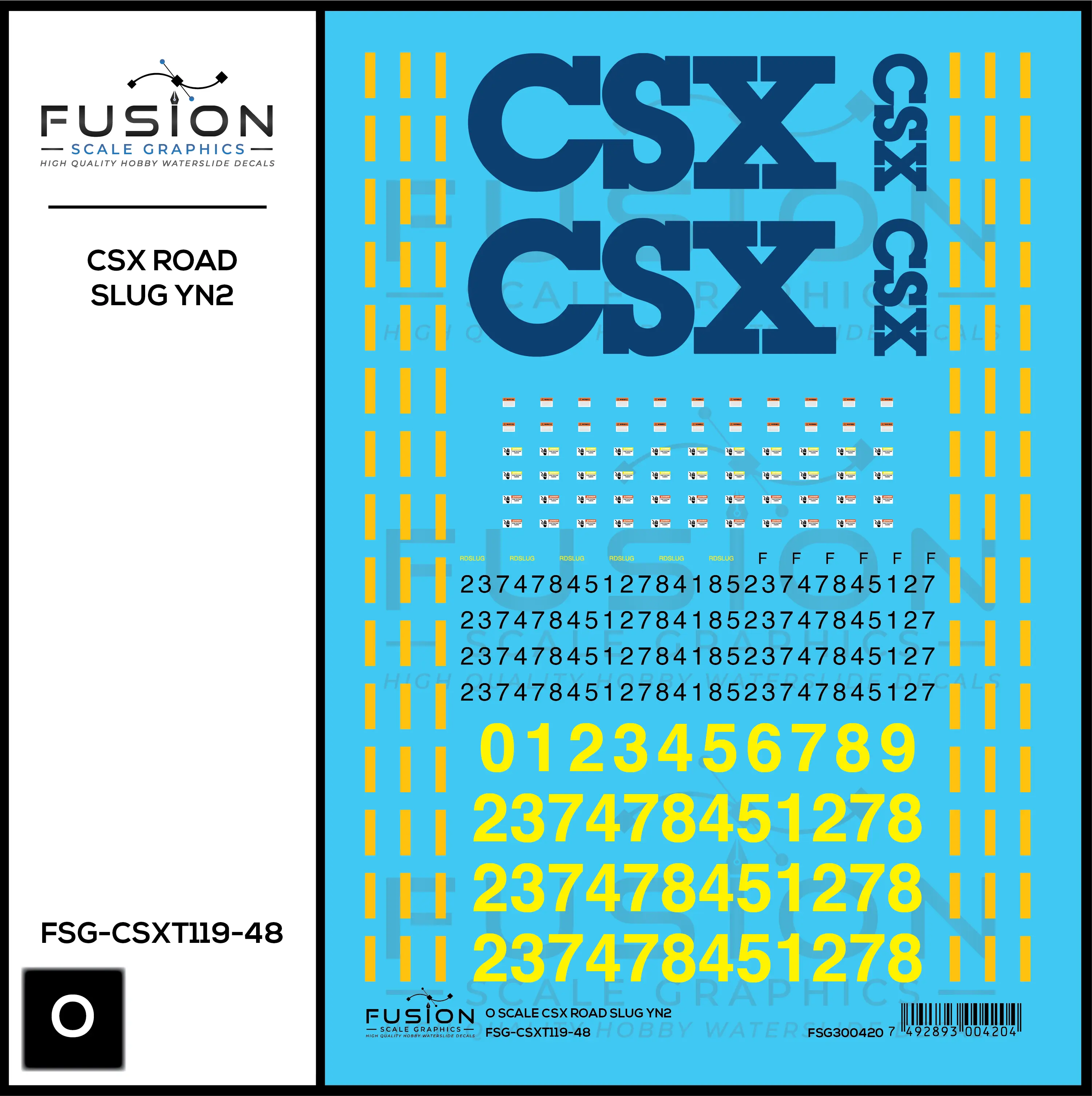 O Scale CSX Road Slug YN2 Decal Set Fusion Scale Graphics