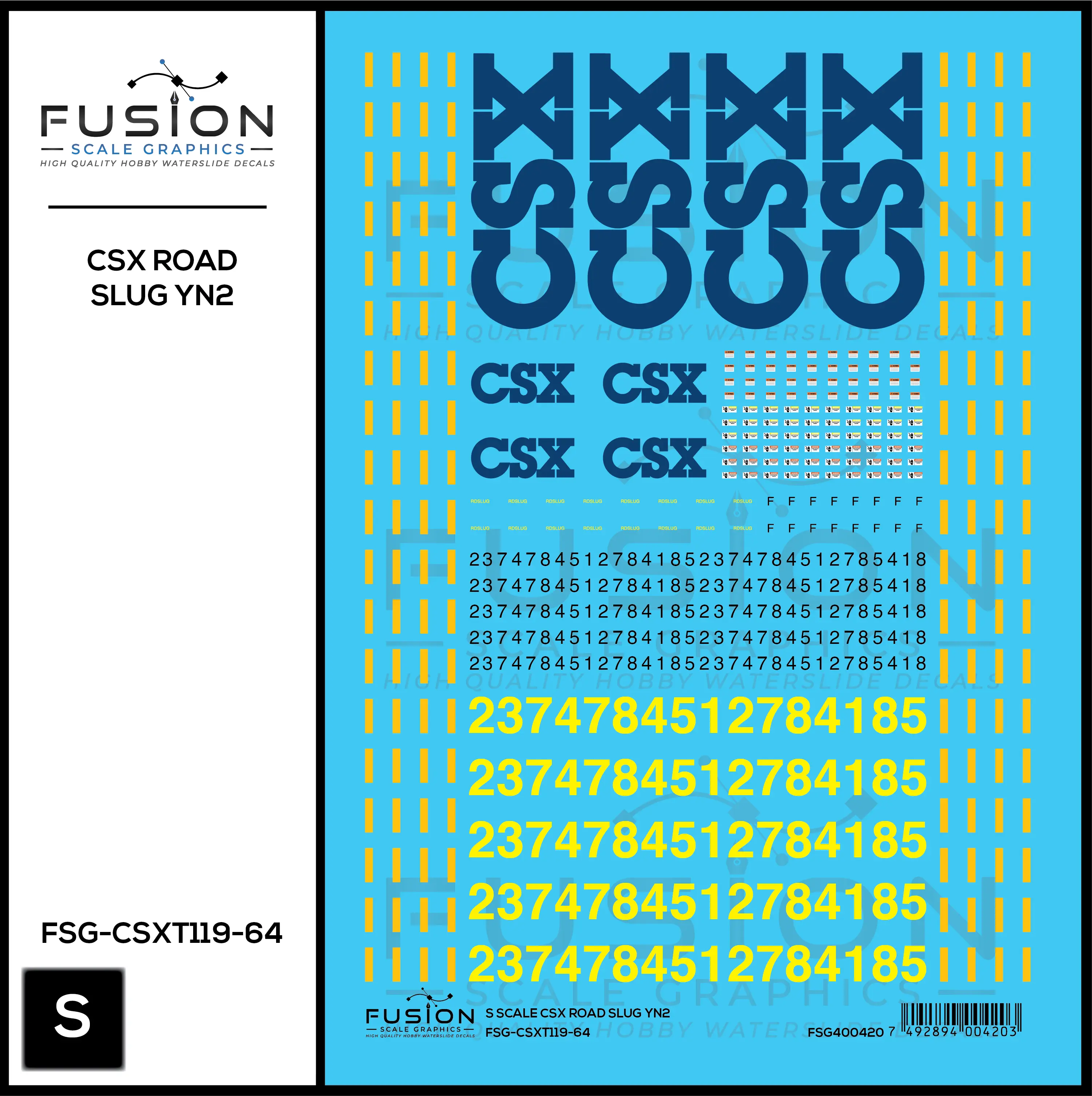 S Scale CSX Road Slug YN2 Decal Set Fusion Scale Graphics