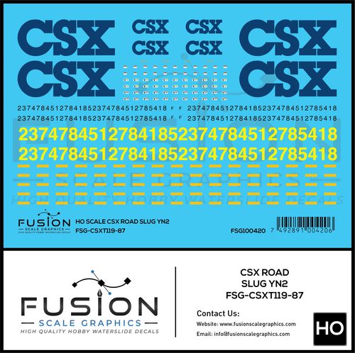 HO Scale CSX Road Slug YN2 Decal Set Fusion Scale Graphics