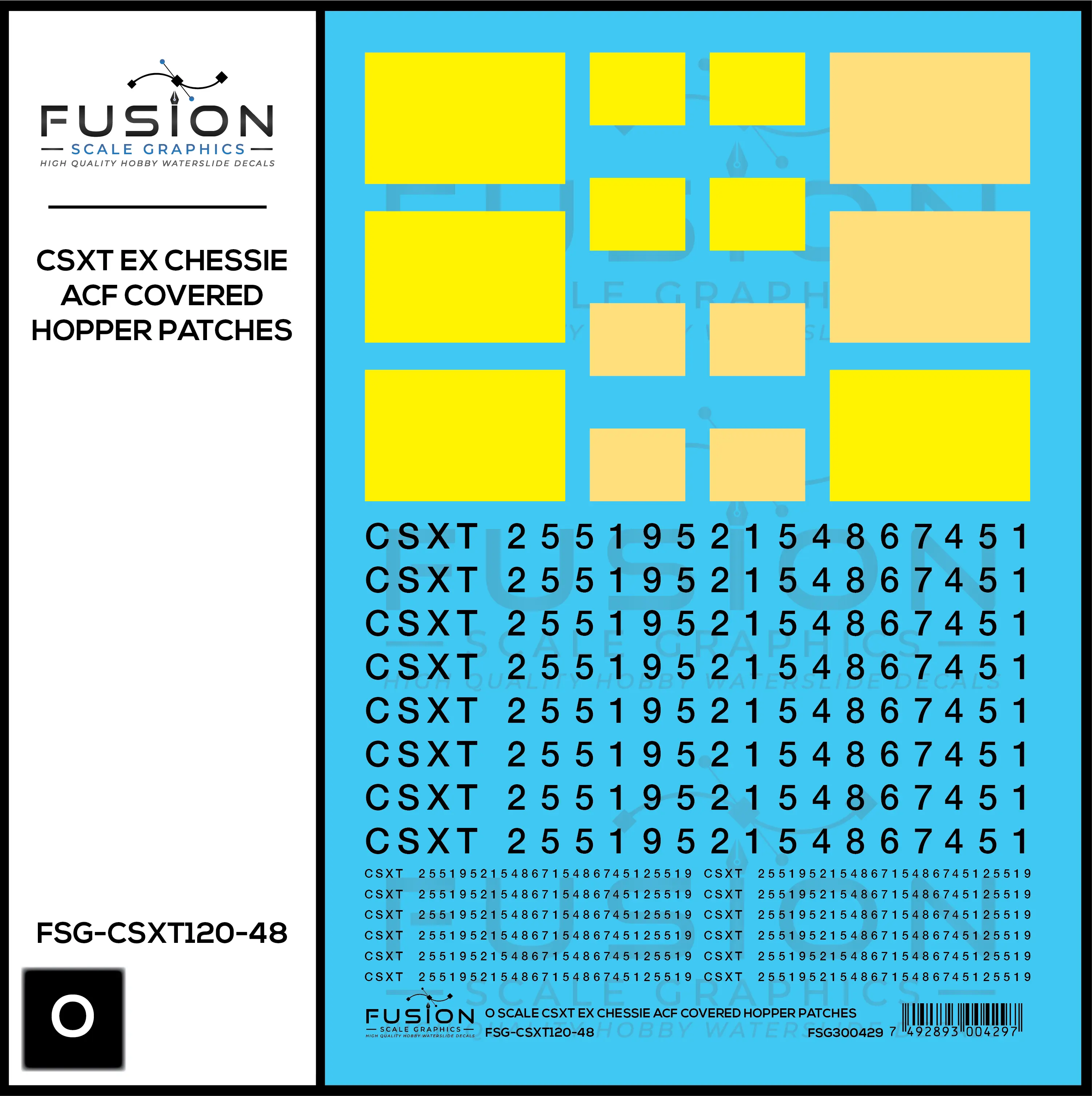 O Scale CSXT Ex Chessie ACF Covered Hopper Number Patching Decal Set Fusion Scale Graphics