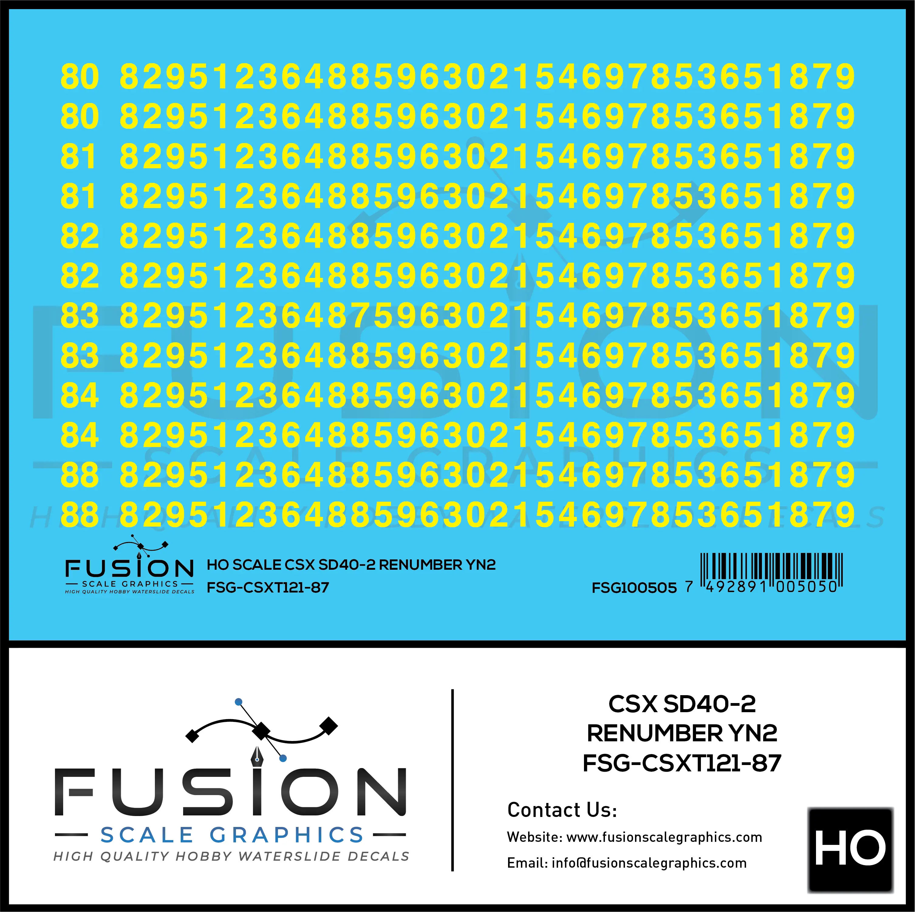 HO Scale CSXT YN2 EMD SD40-2 Locomotive Renumber Patch Decal Set Fusion Scale Graphics