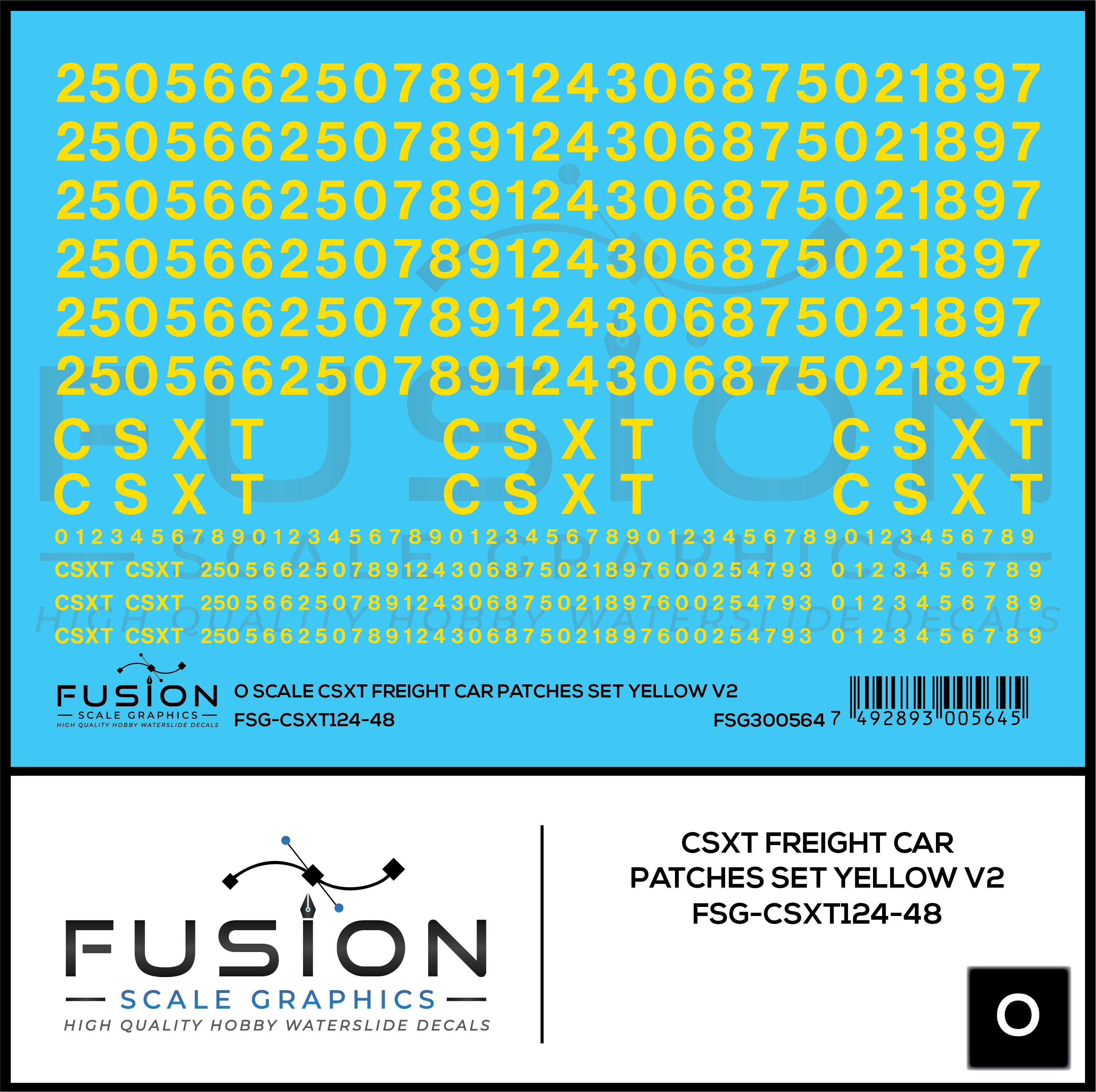O Scale CSXT Yellow Freight Car Patch Set V2 Decal Set