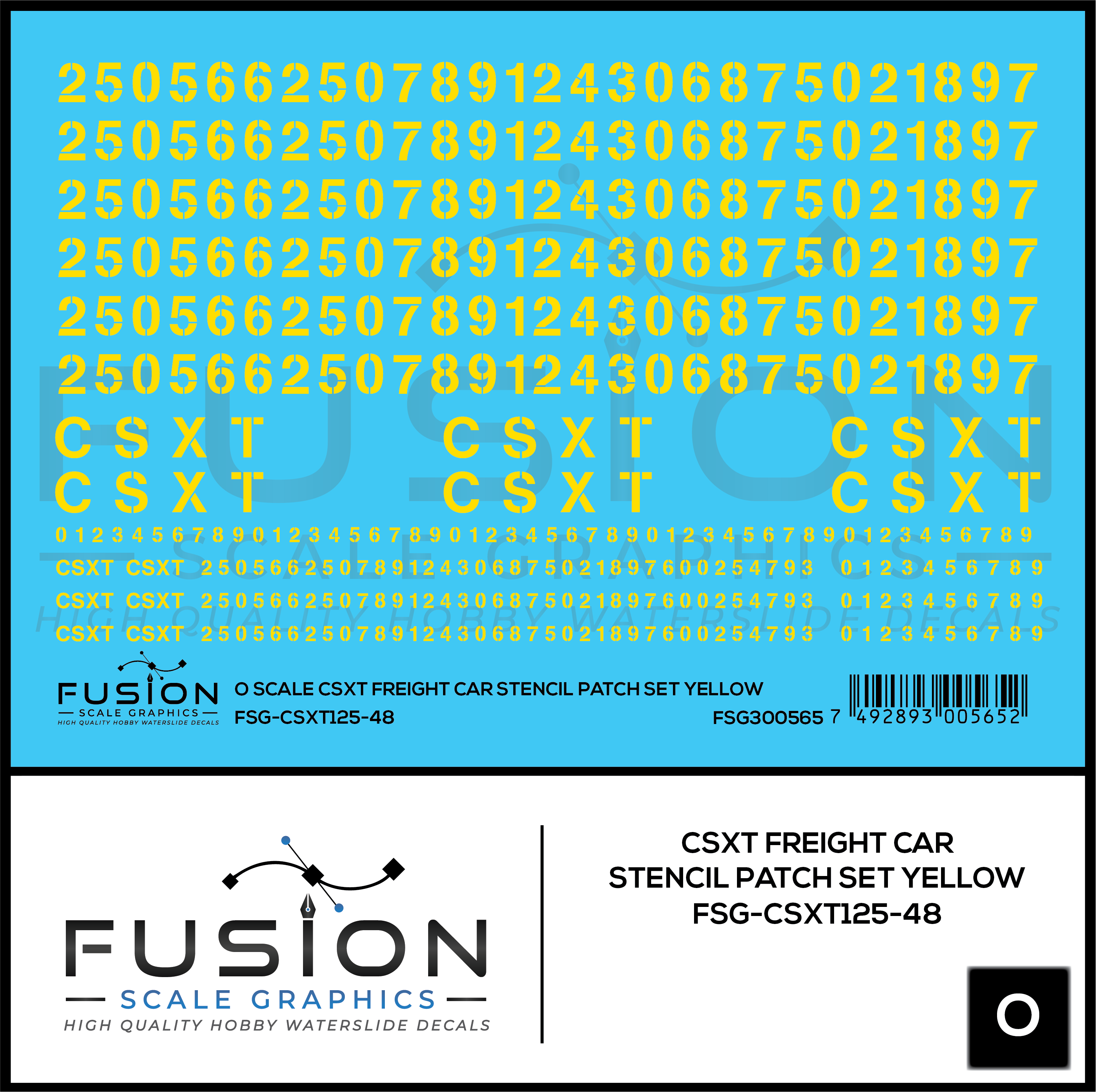 O Scale CSXT Yellow Freight Car Stencil Patch Decal Set