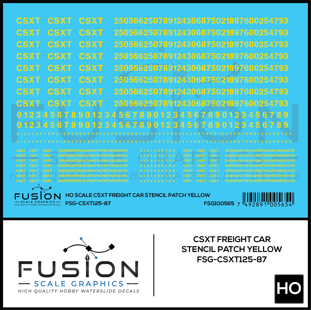 HO Scale CSXT Yellow Freight Car Stencil Patch Decal Set