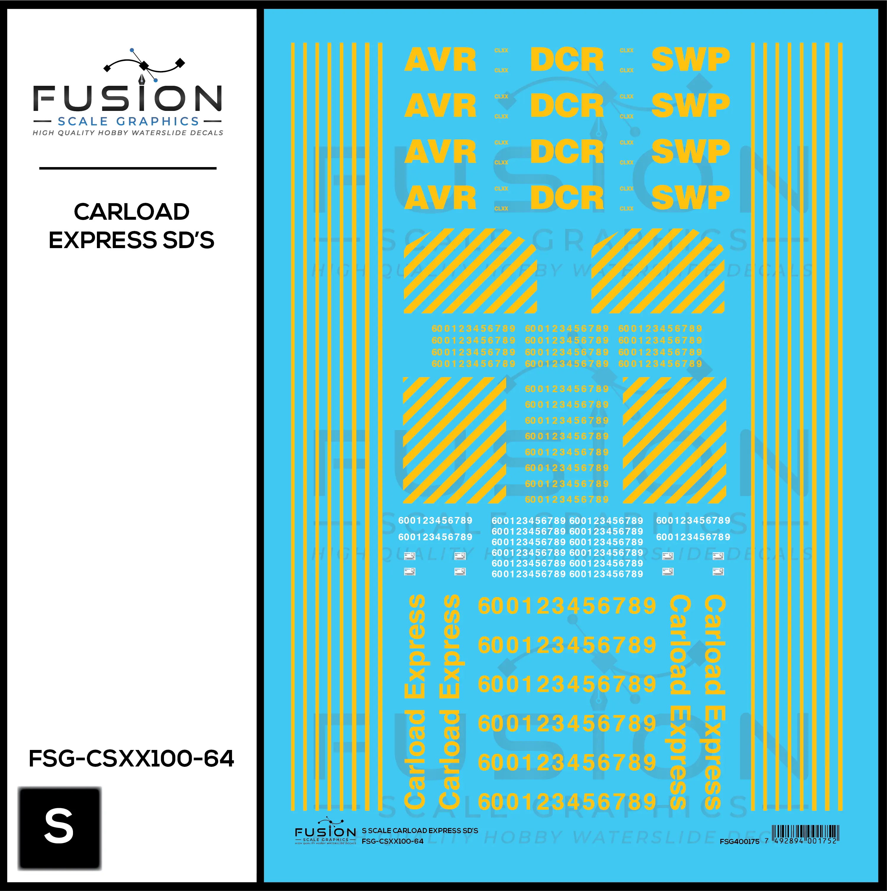 S Scale Carload Express EMD SD60M Locomotives Decal Set Fusion Scale Graphics