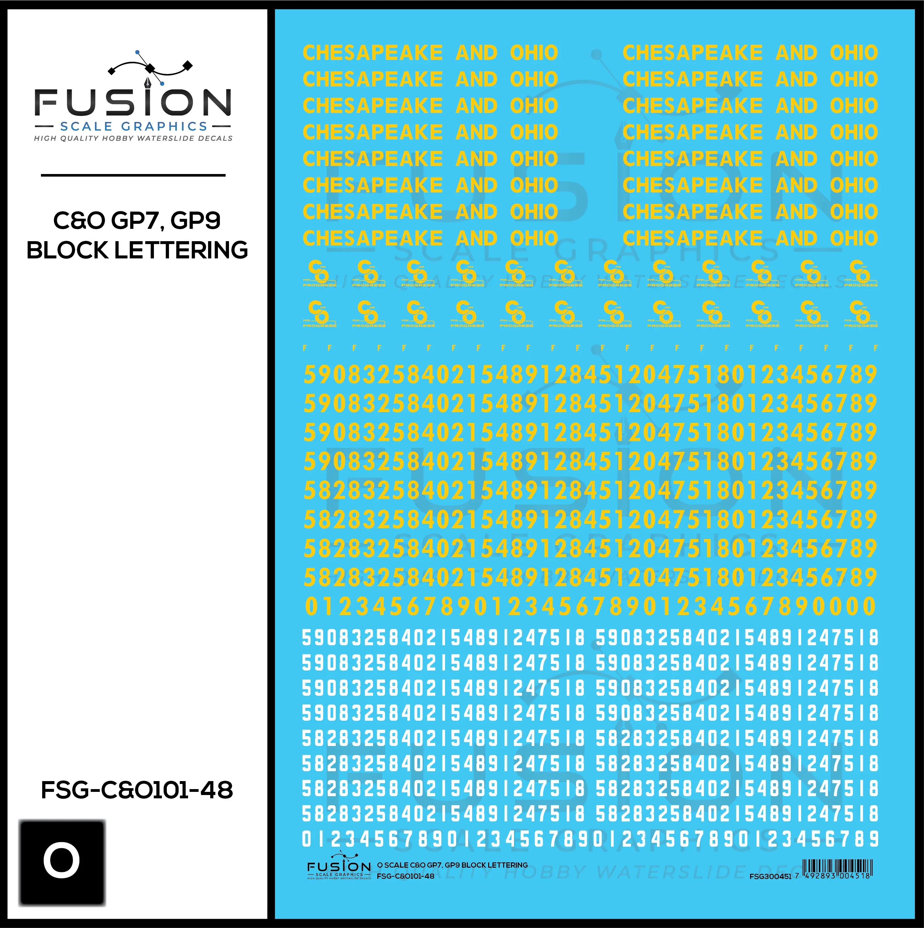 O Scale Chesapeake & Ohio EMD GP7, GP9 Locomotive Decal Set Fusion Scale Graphics
