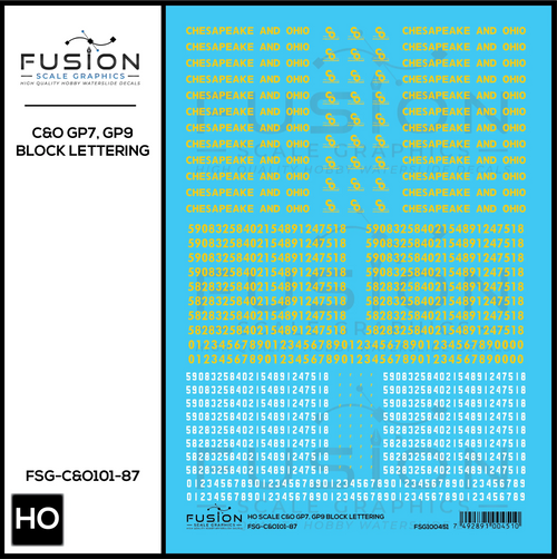 HO Scale Chesapeake & Ohio EMD GP7, GP9 Locomotive Decal Set Fusion Scale Graphics