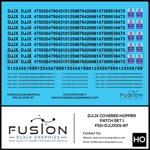 HO Scale DJJX David Joseph Company Covered Hopper Patching Decal Set Fusion Scale Graphics