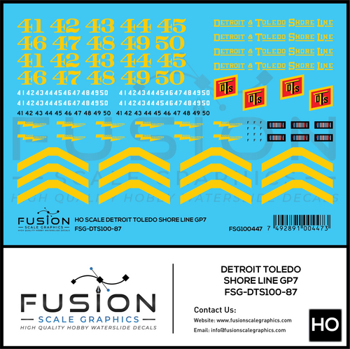 HO Scale Detroit & Toledo Shore Line EMD GP7 Locomotive Decal Set - Front Range Hobbies