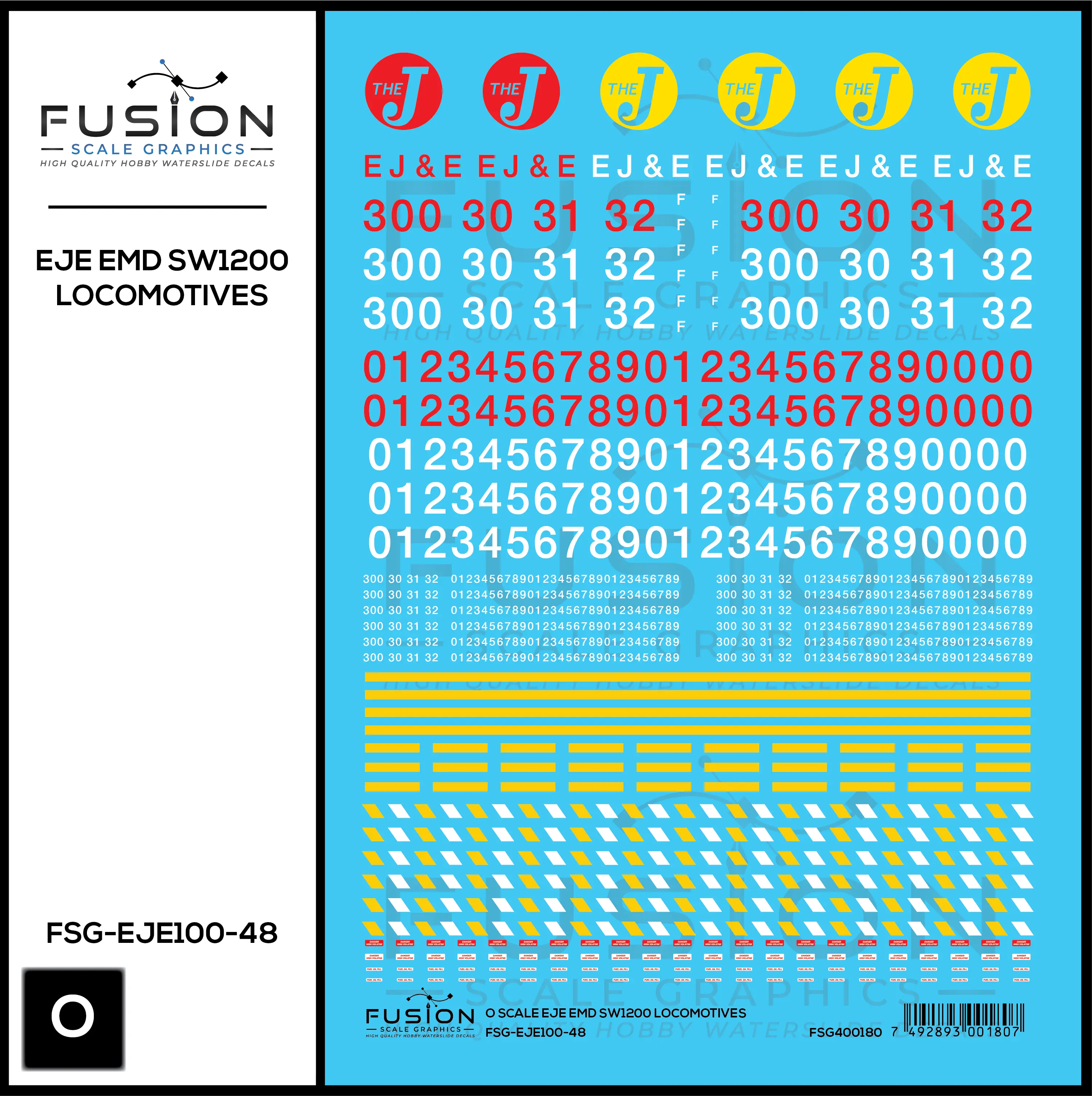 O Scale Elgin Joliet and Eastern EJE EMD SW1200 Locomotive Decal Set Fusion Scale Graphics
