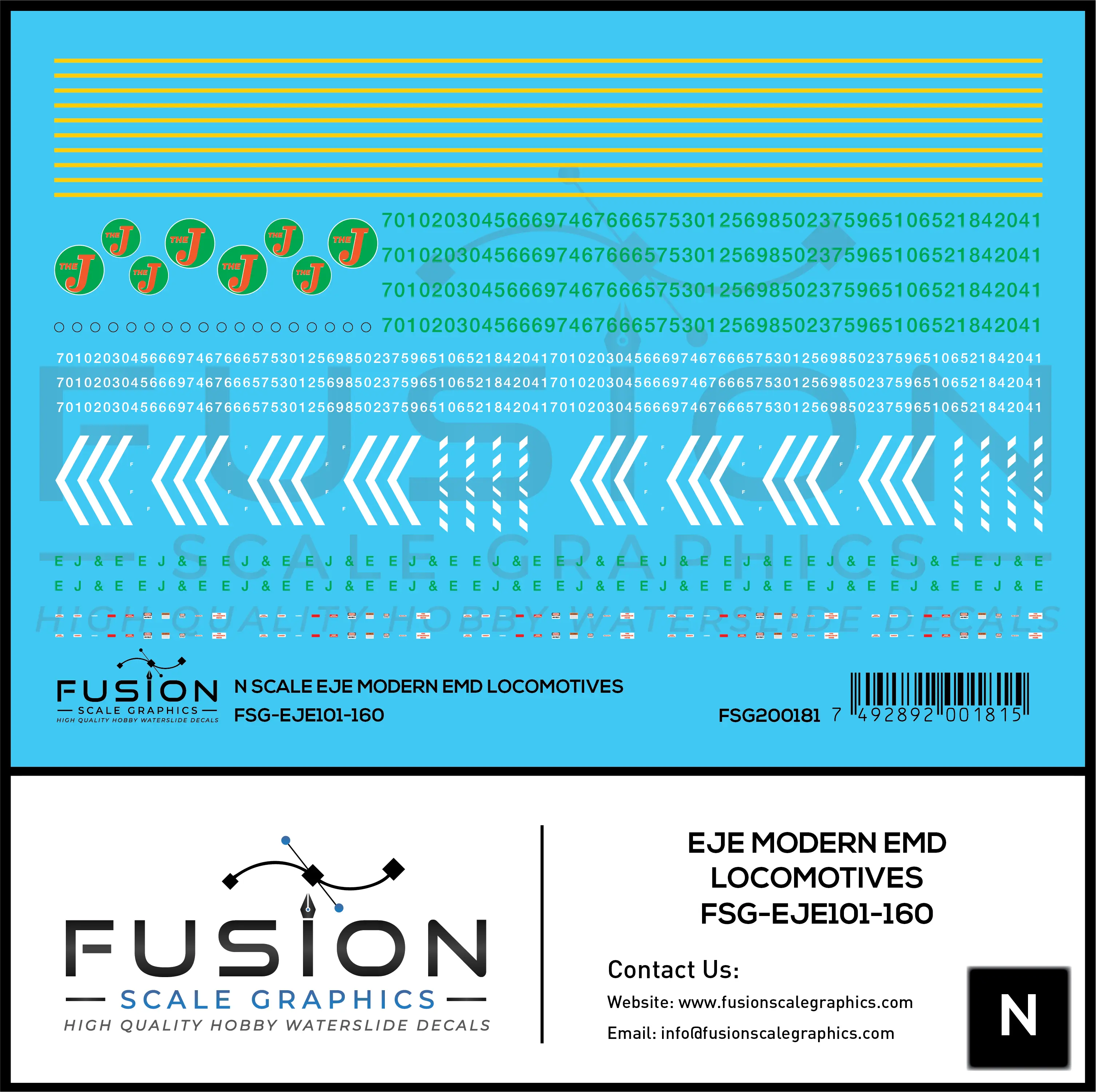 N Scale Modern EJE EMD Locomotives Decal Set Fusion Scale Graphics