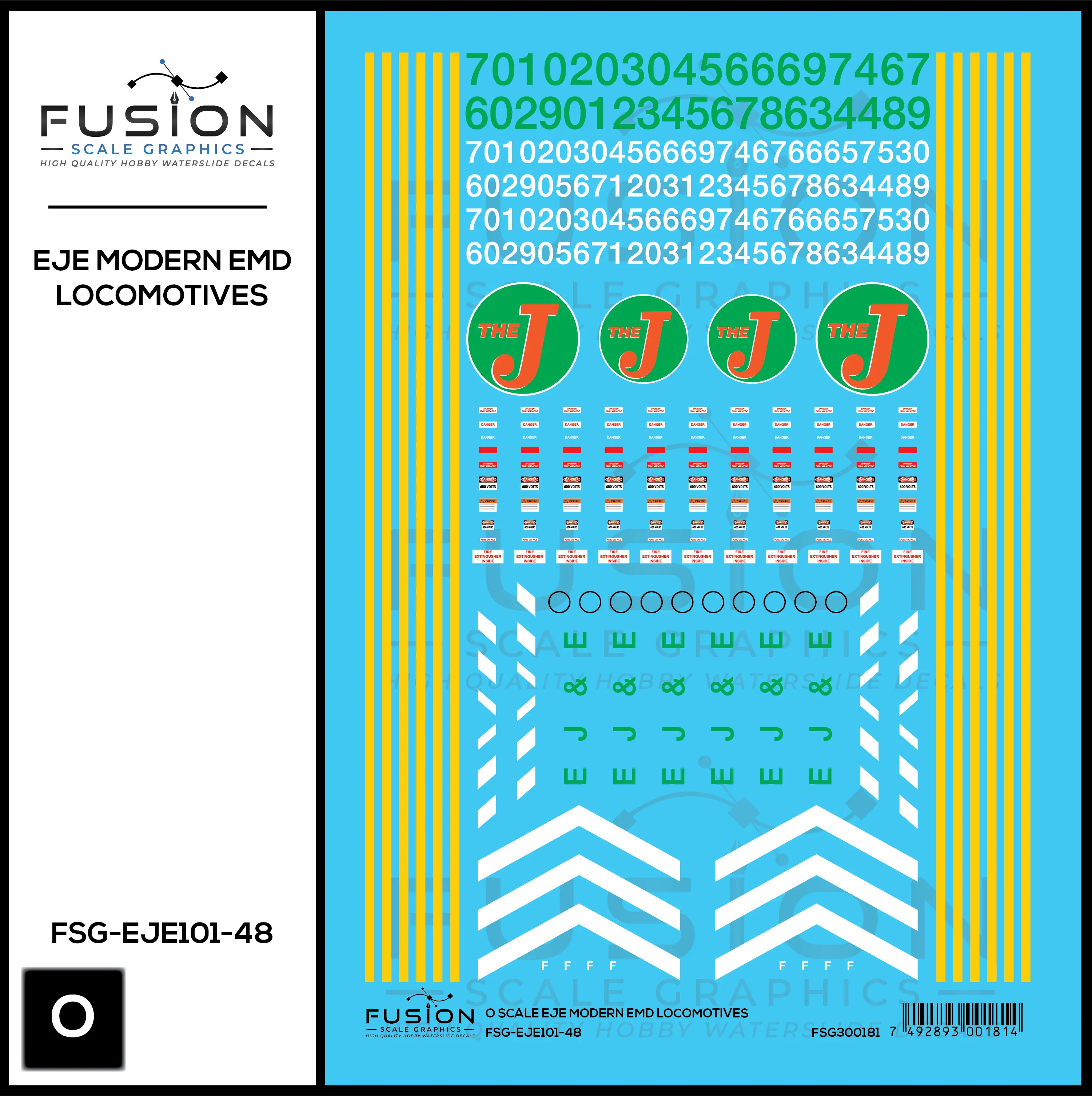 O Scale Modern EJE EMD Locomotives Decal Set Fusion Scale Graphics