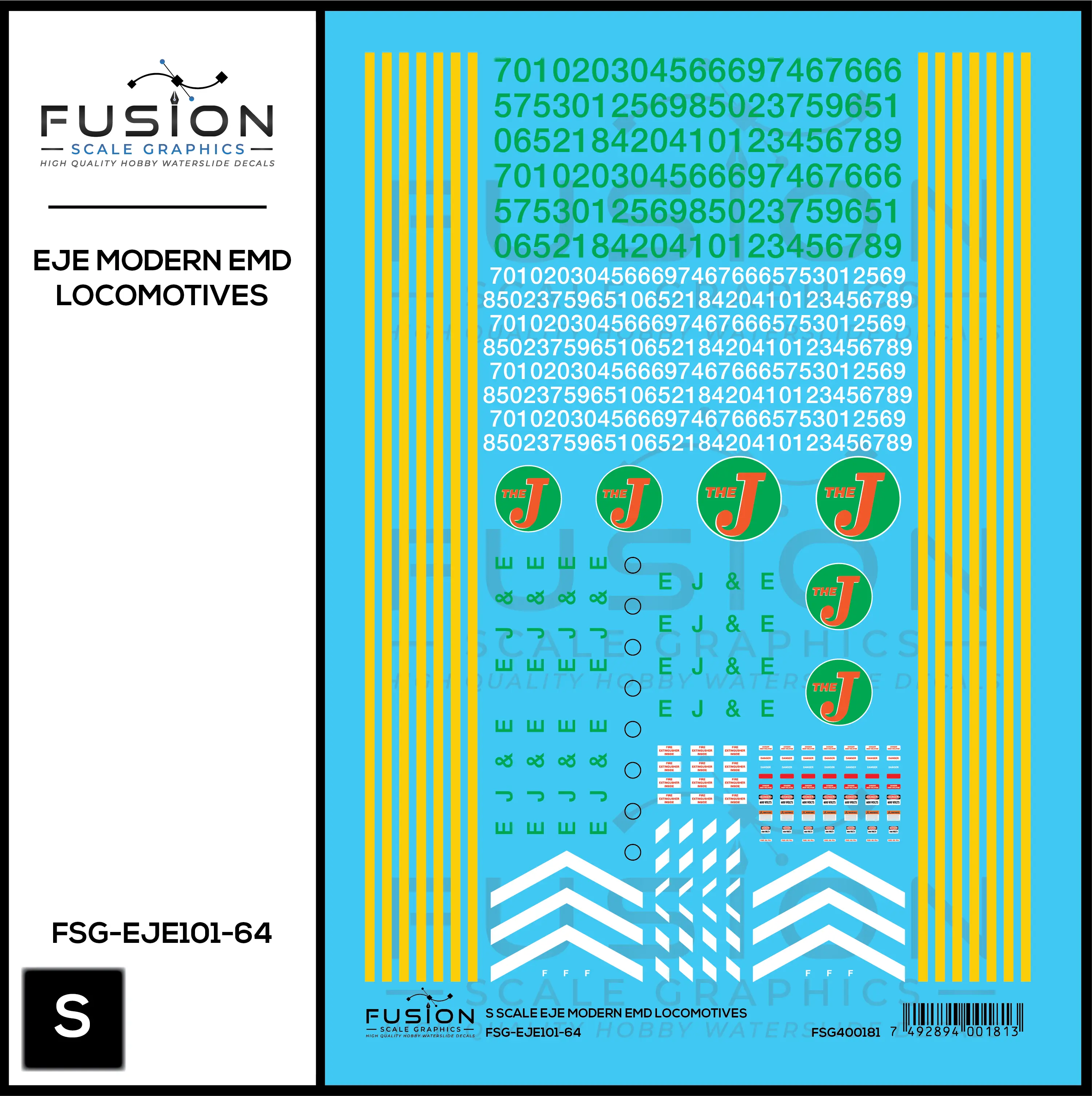 S Scale Modern EJE EMD Locomotives Decal Set Fusion Scale Graphics