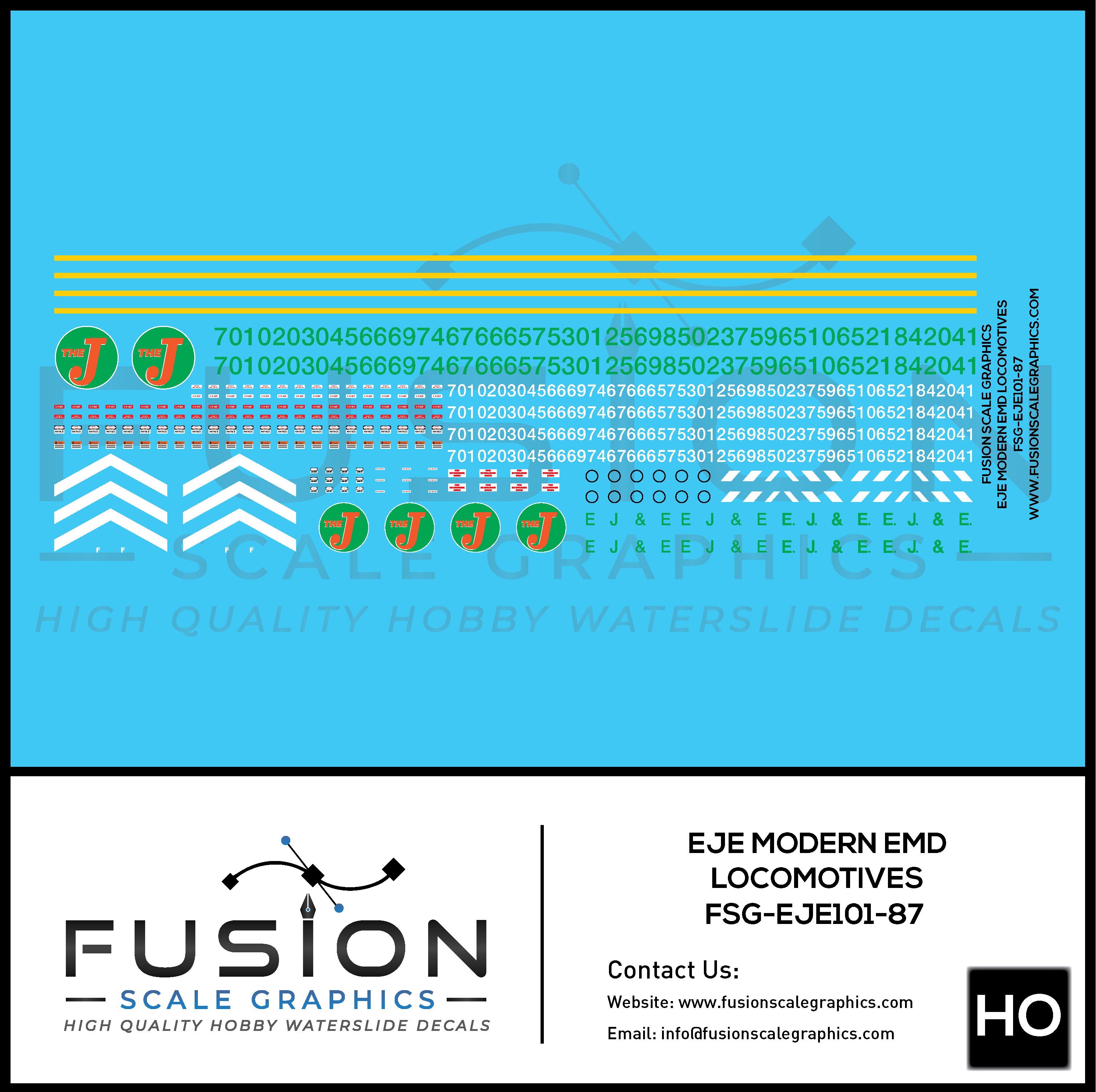HO Scale Modern EJE EMD Locomotives Decal Set Fusion Scale Graphics