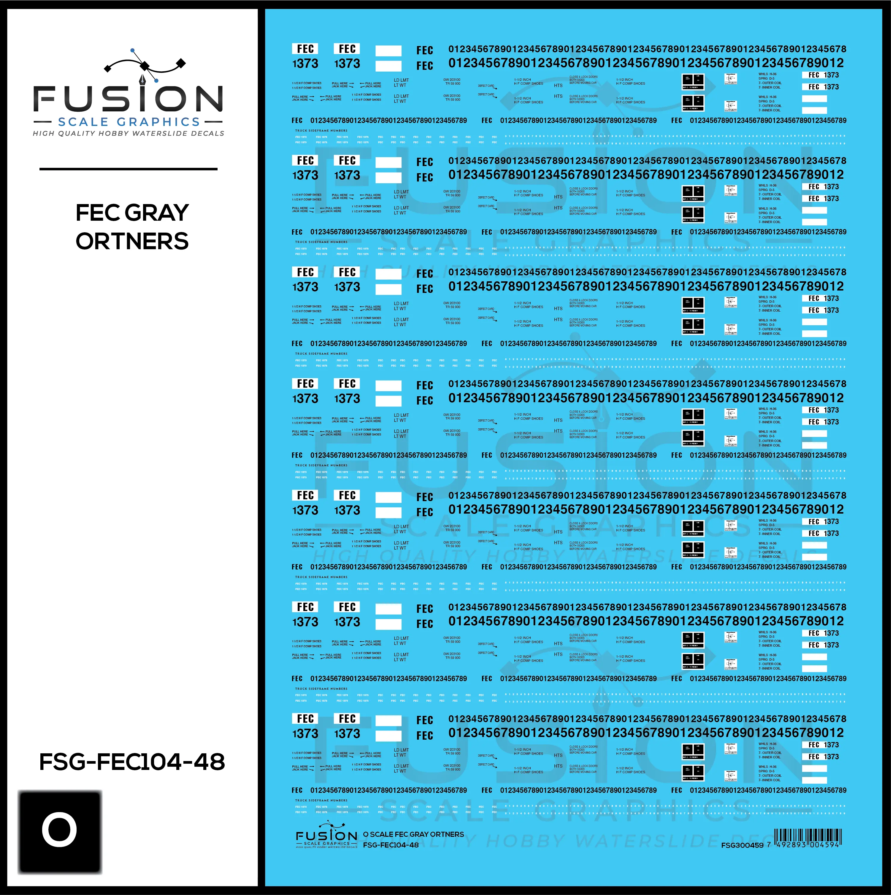 O Scale Florida East Coast Gray Ortner Rock Hoppers Decal Set Fusion Scale Graphics