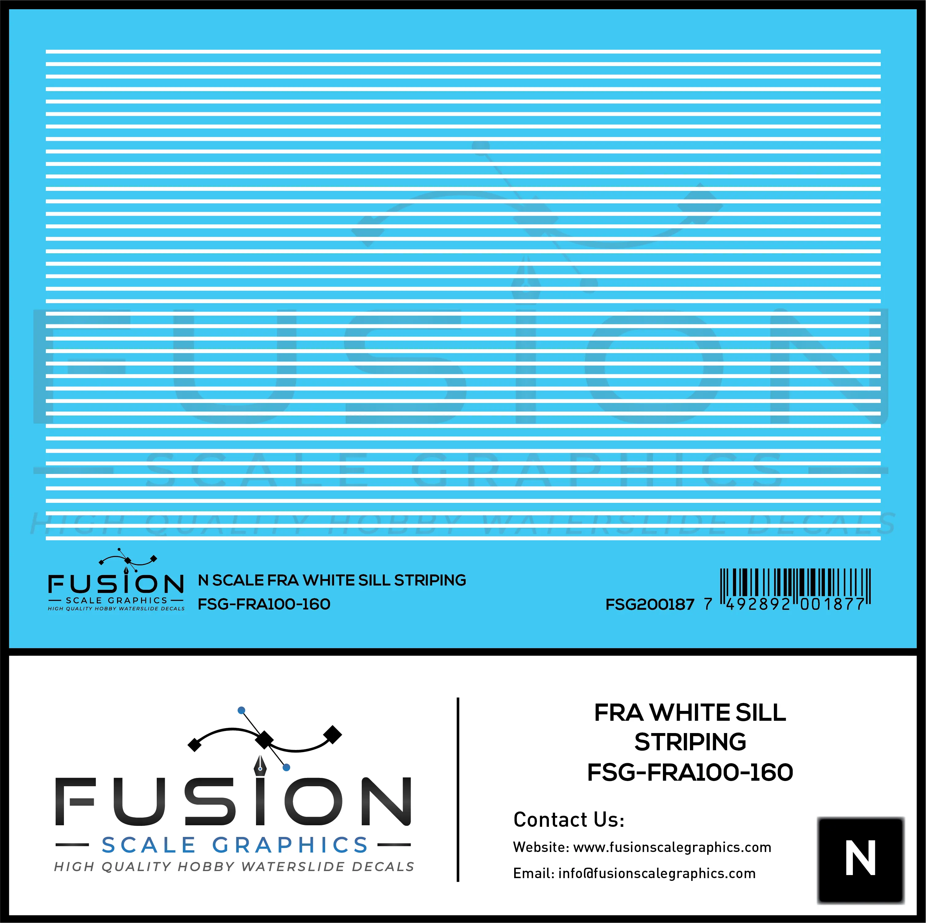 N Scale FRA White Safety Sill Striping Decal Set Fusion Scale Graphics