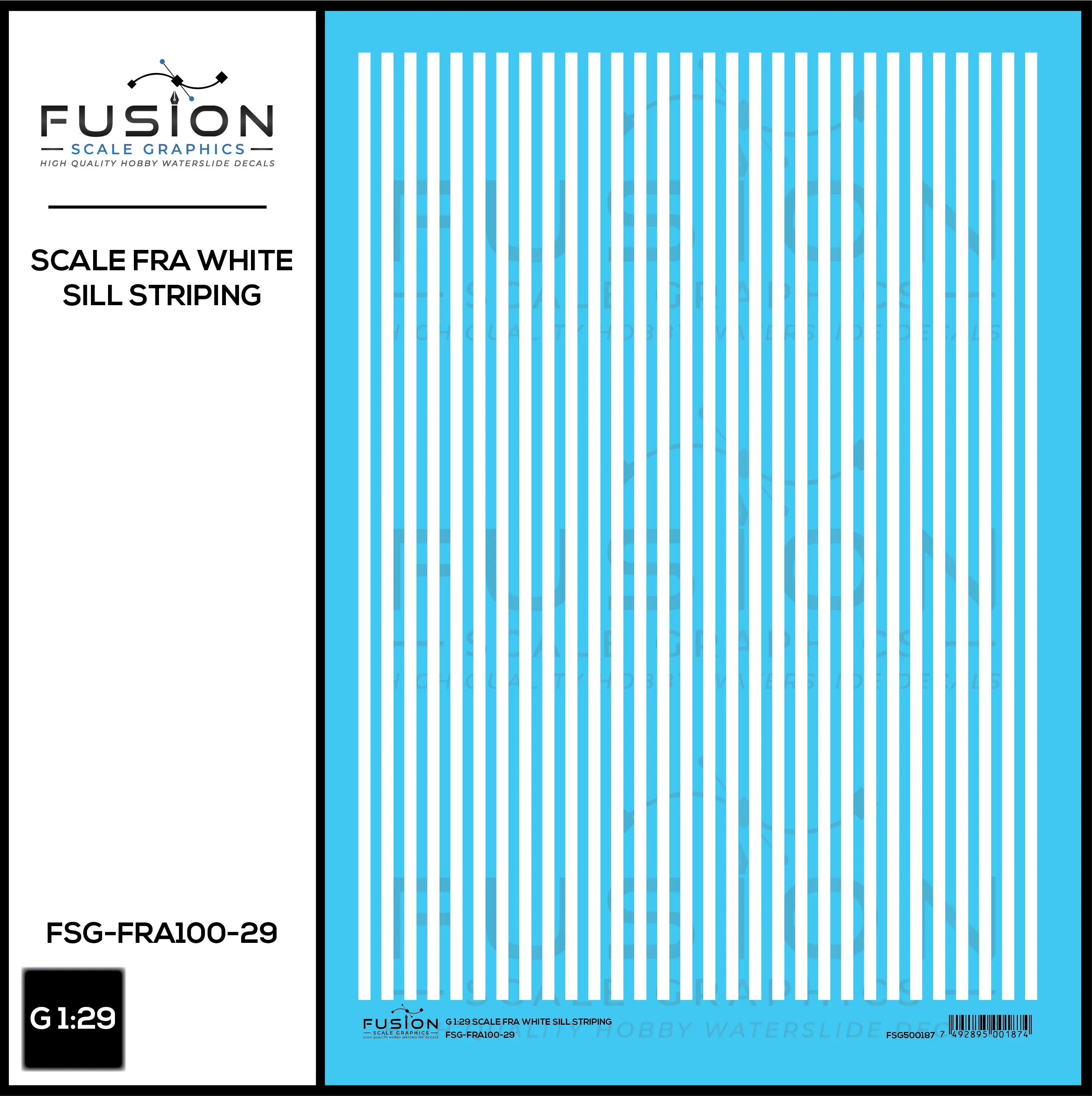 G 1:29 Scale FRA White Sill Striping Decal Set Fusion Scale Graphics