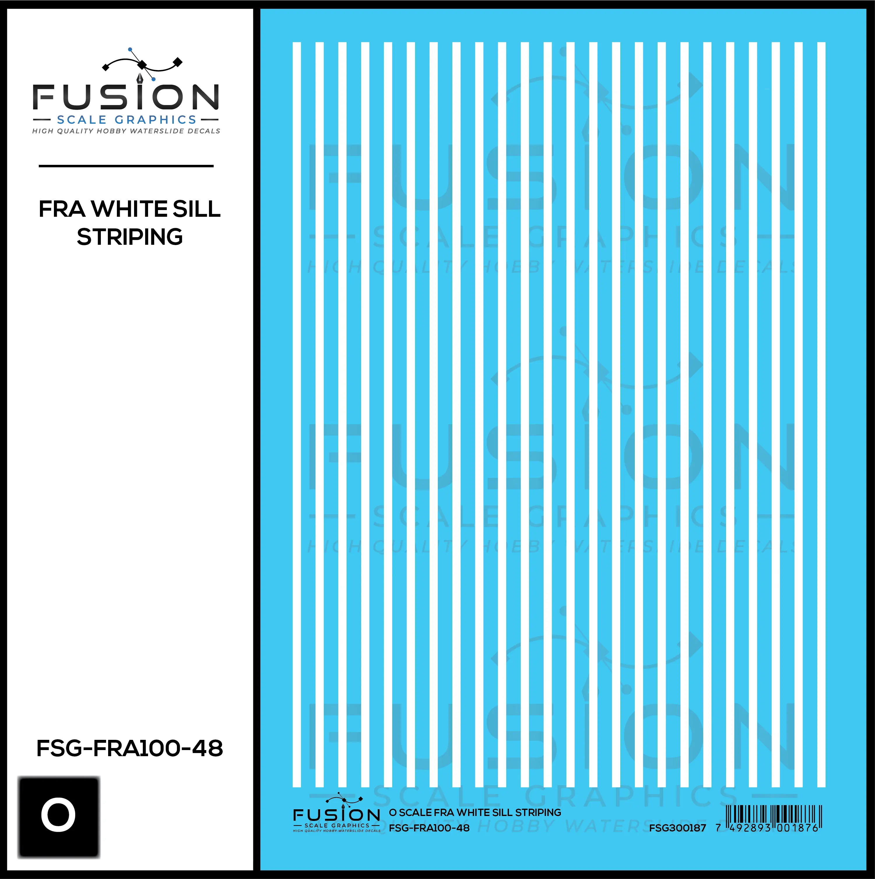 O Scale FRA White Safety Sill Striping Decal Set Fusion Scale Graphics