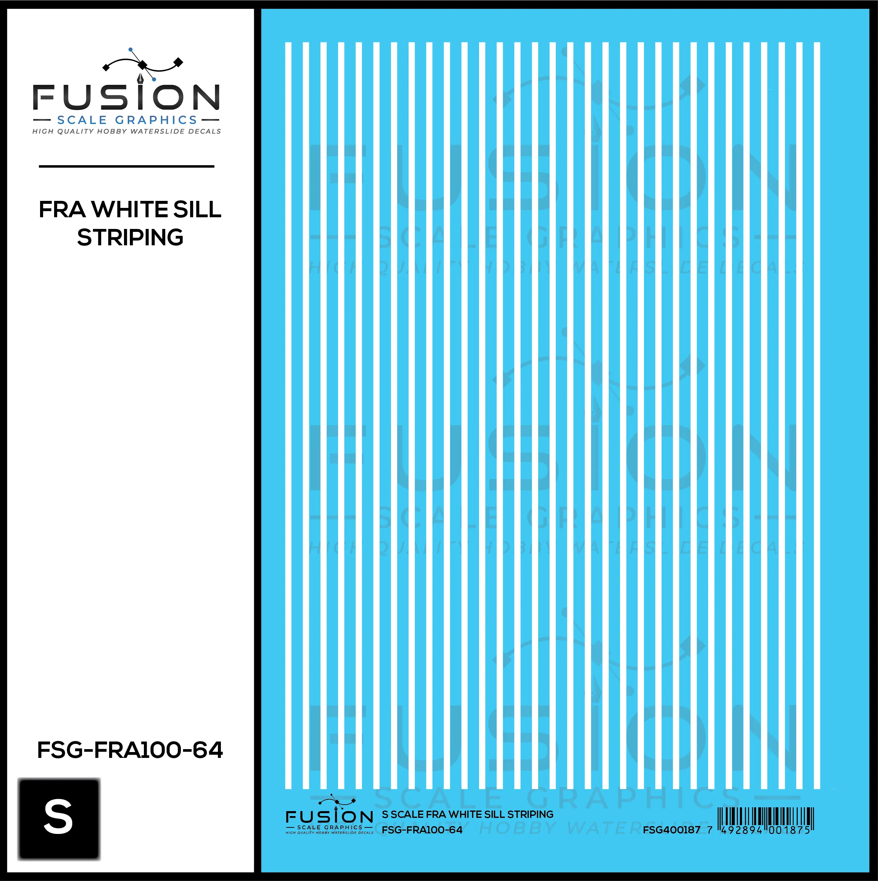 S Scale FRA White Safety Sill Striping Decal Set Fusion Scale Graphics