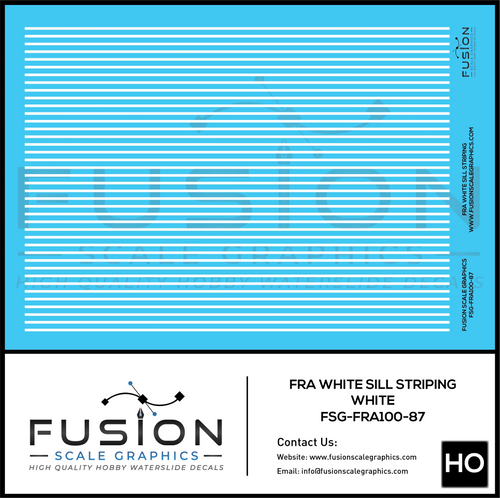 HO Scale FRA White Sill Striping Decal Set - Front Range Hobbies