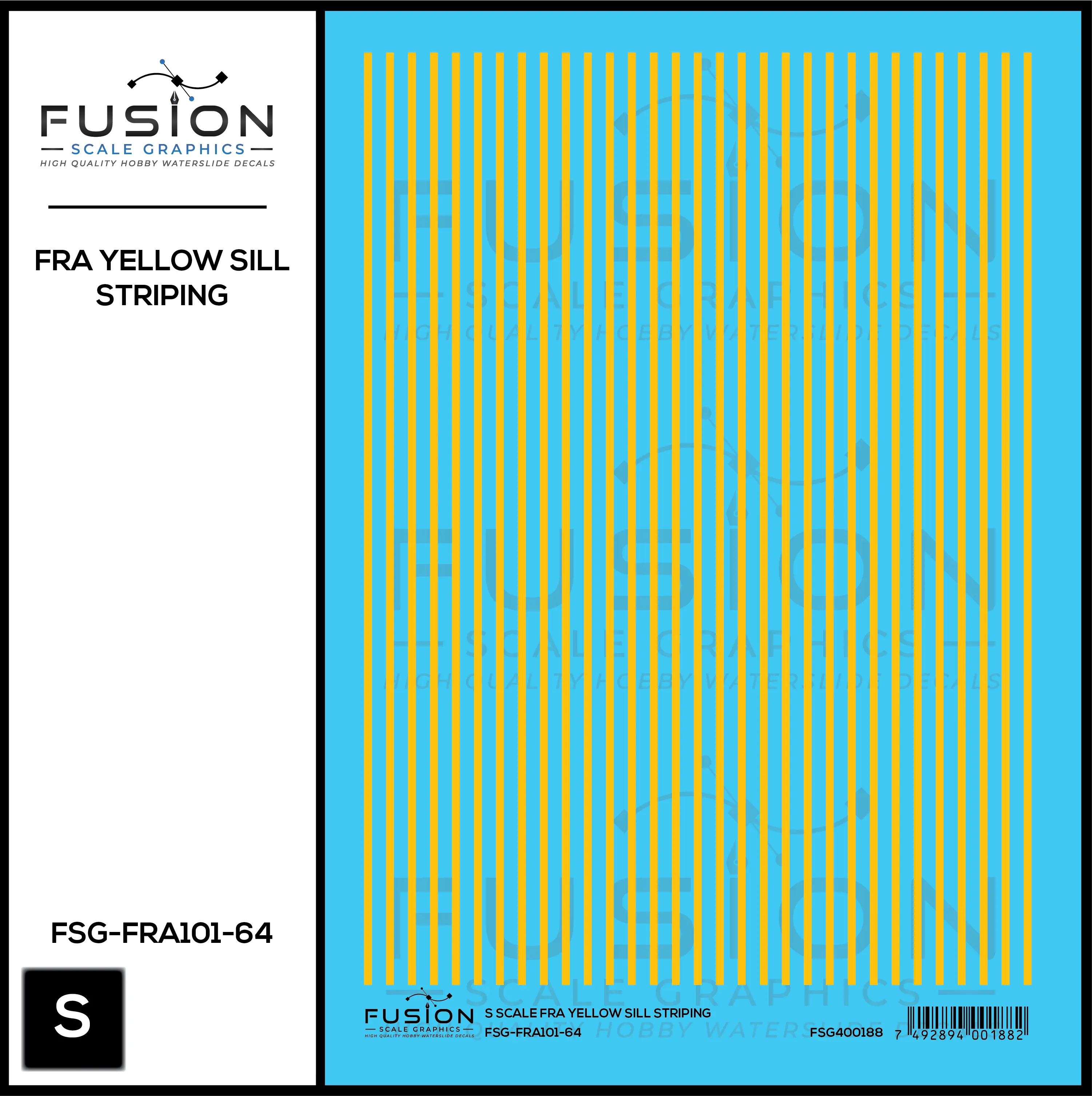S Scale FRA Yellow Safety Sill Striping Decal Set Fusion Scale Graphics