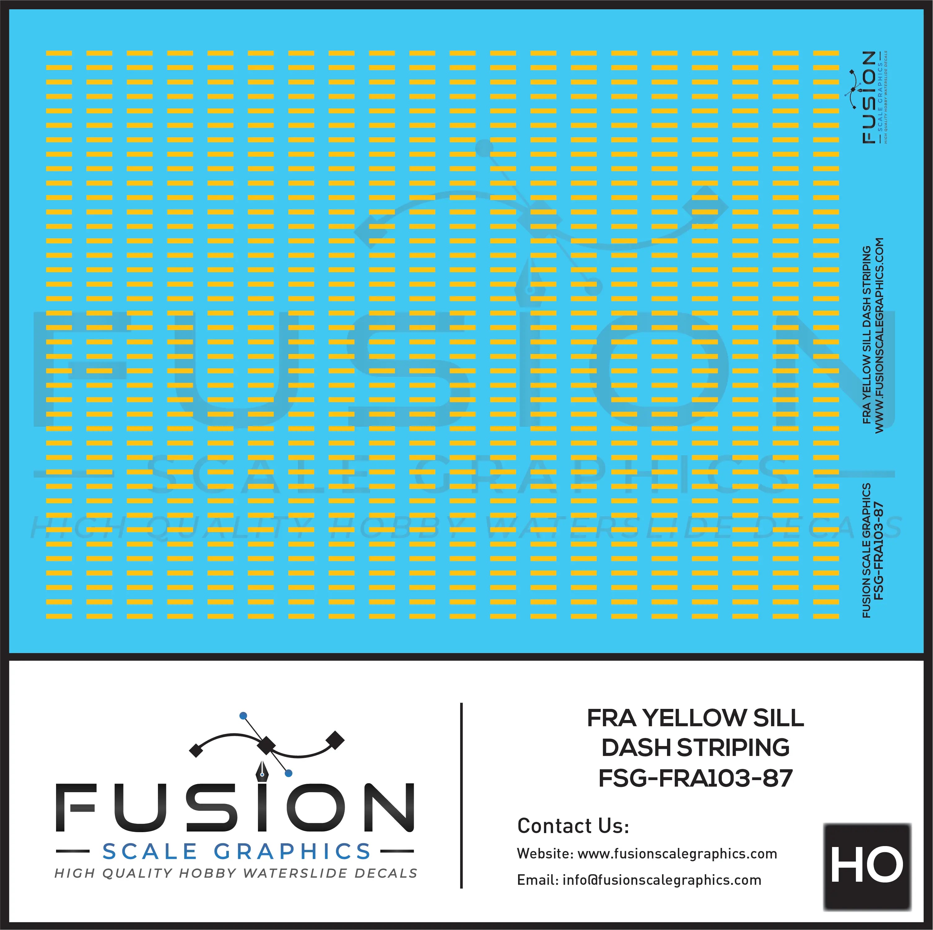 HO Scale FRA Yellow Sill Dash Decal Set Fusion Scale Graphics