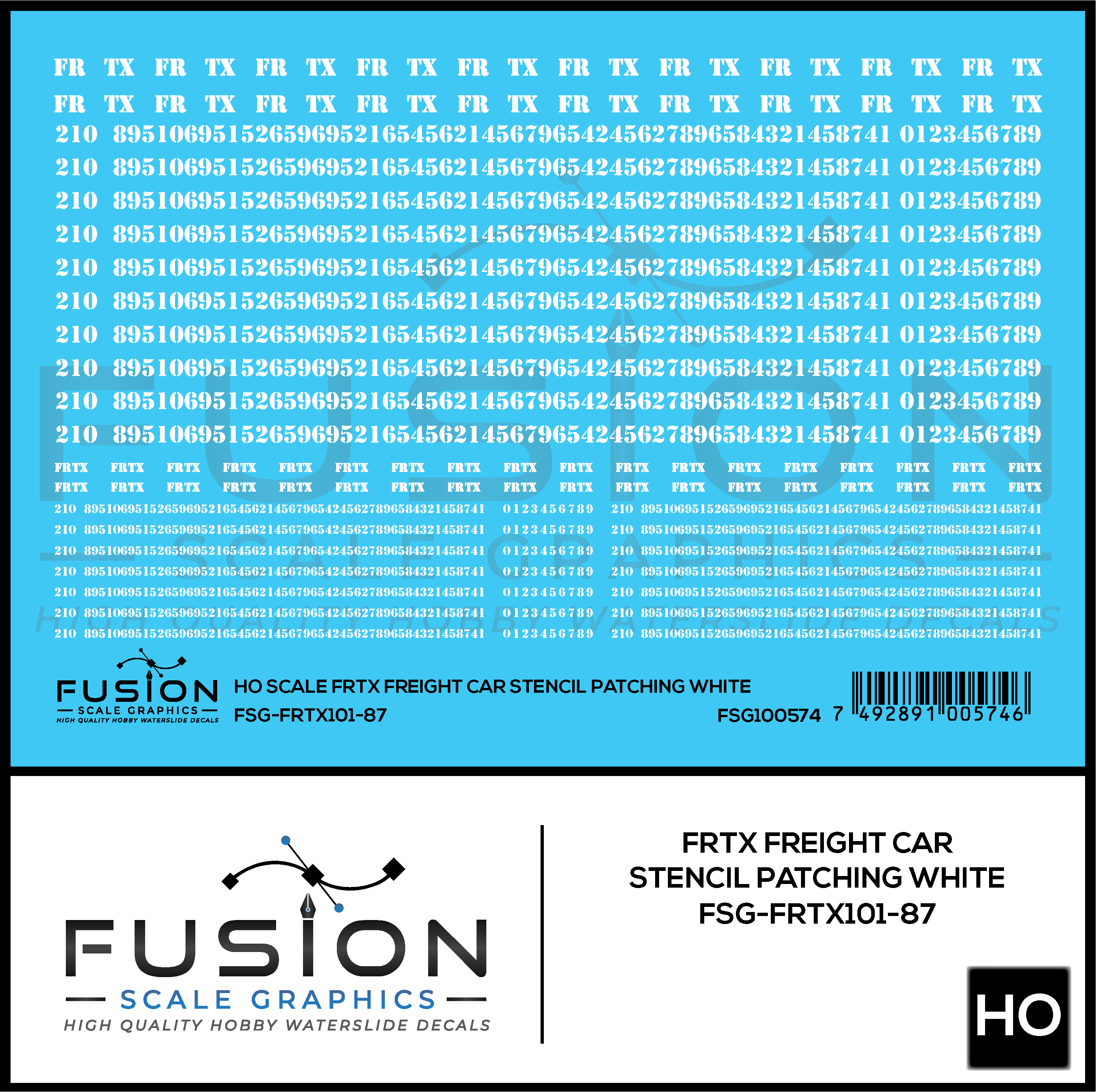 HO Scale FRTX White Freight Car Stencil Patching Decal Set