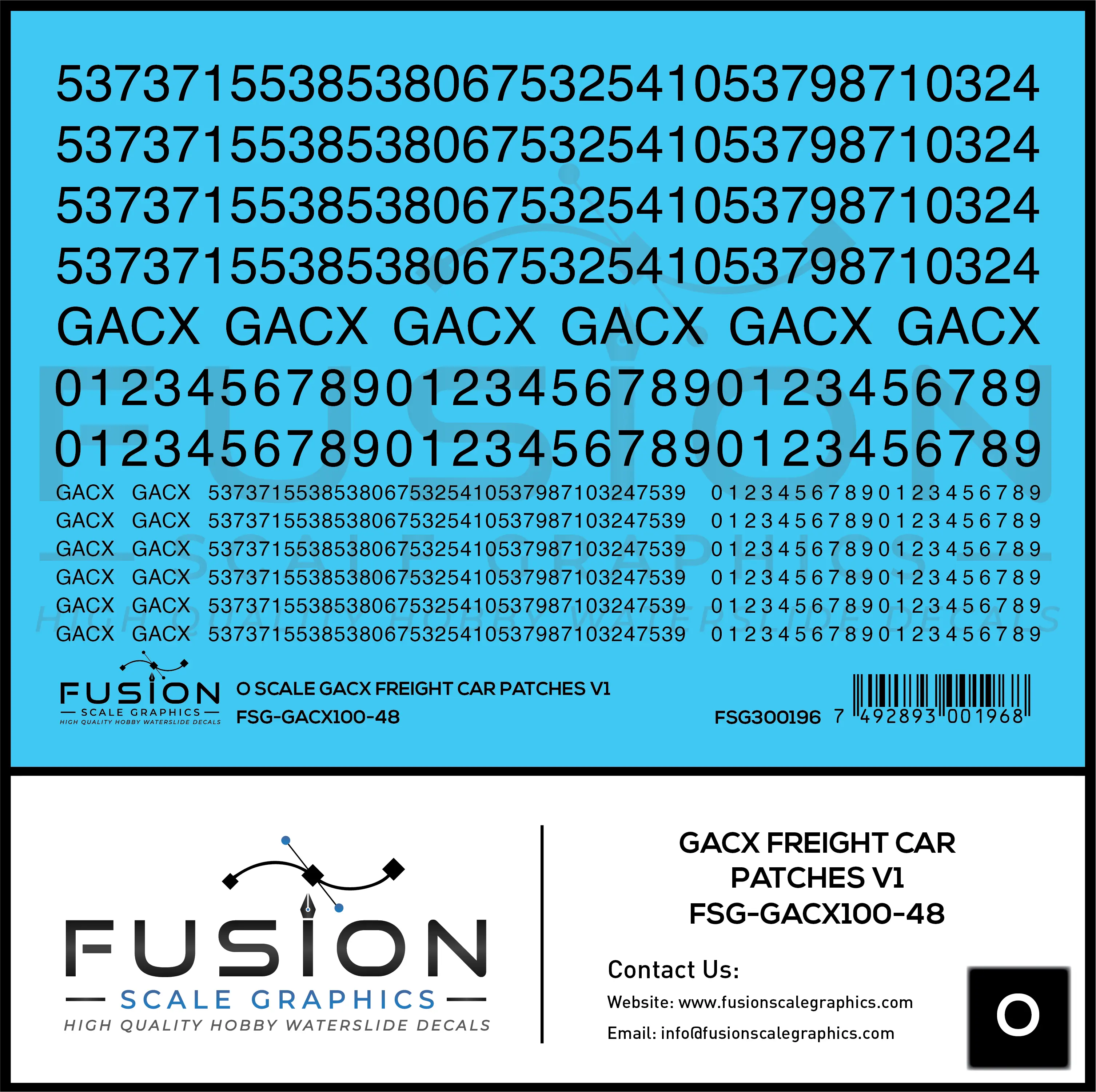 O Scale GACX Freight Car Lettering Decal Set Font 1 Fusion Scale Graphics