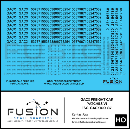 HO Scale GACX Freight Car Lettering Decal Set Font 1 Fusion Scale Graphics