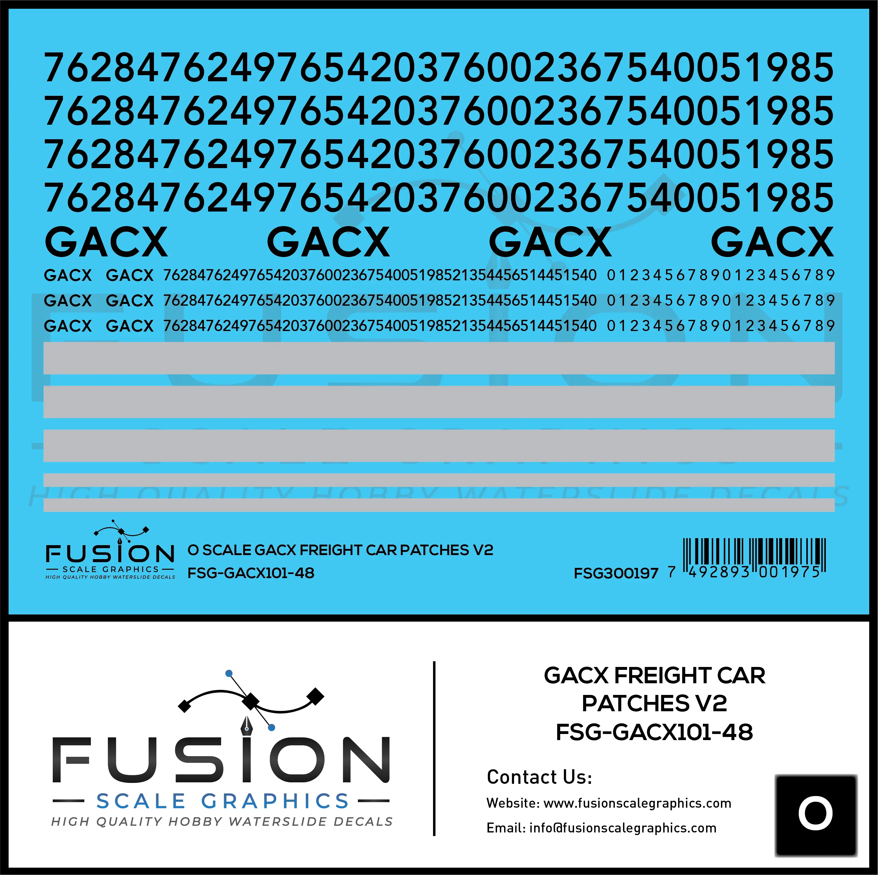 O Scale GACX Freight Car Lettering Decal Set Font 2 Fusion Scale Graphics