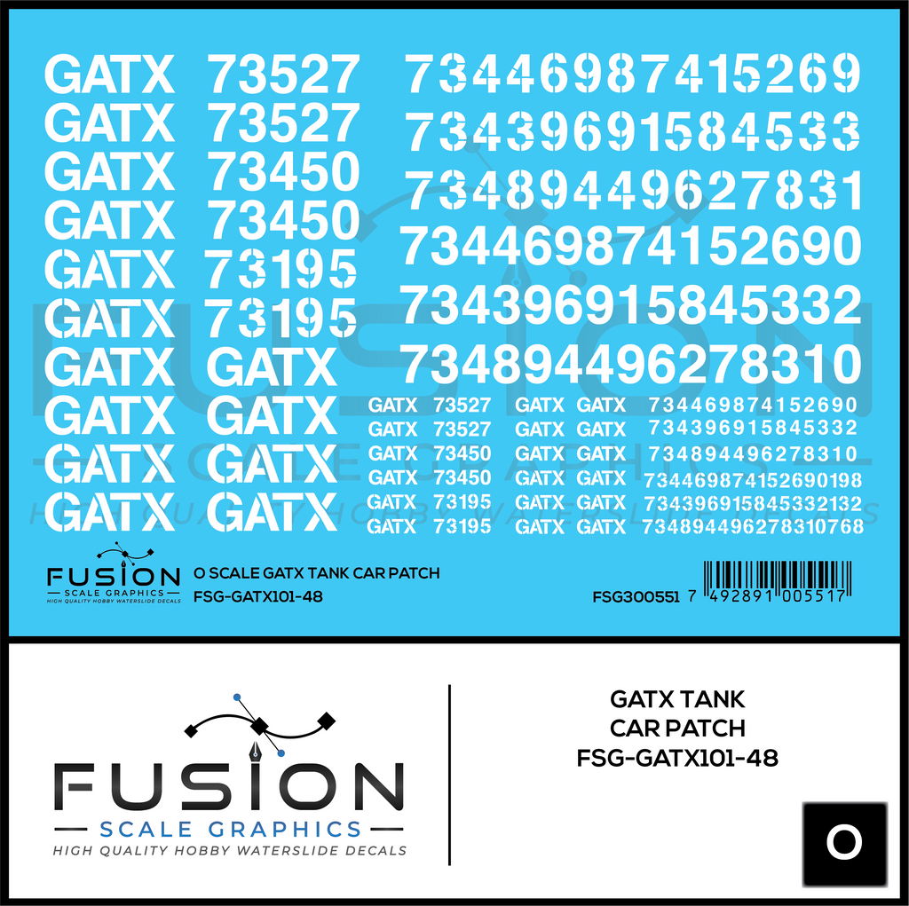 O Scale GATX Tank Car Patch Decal Set