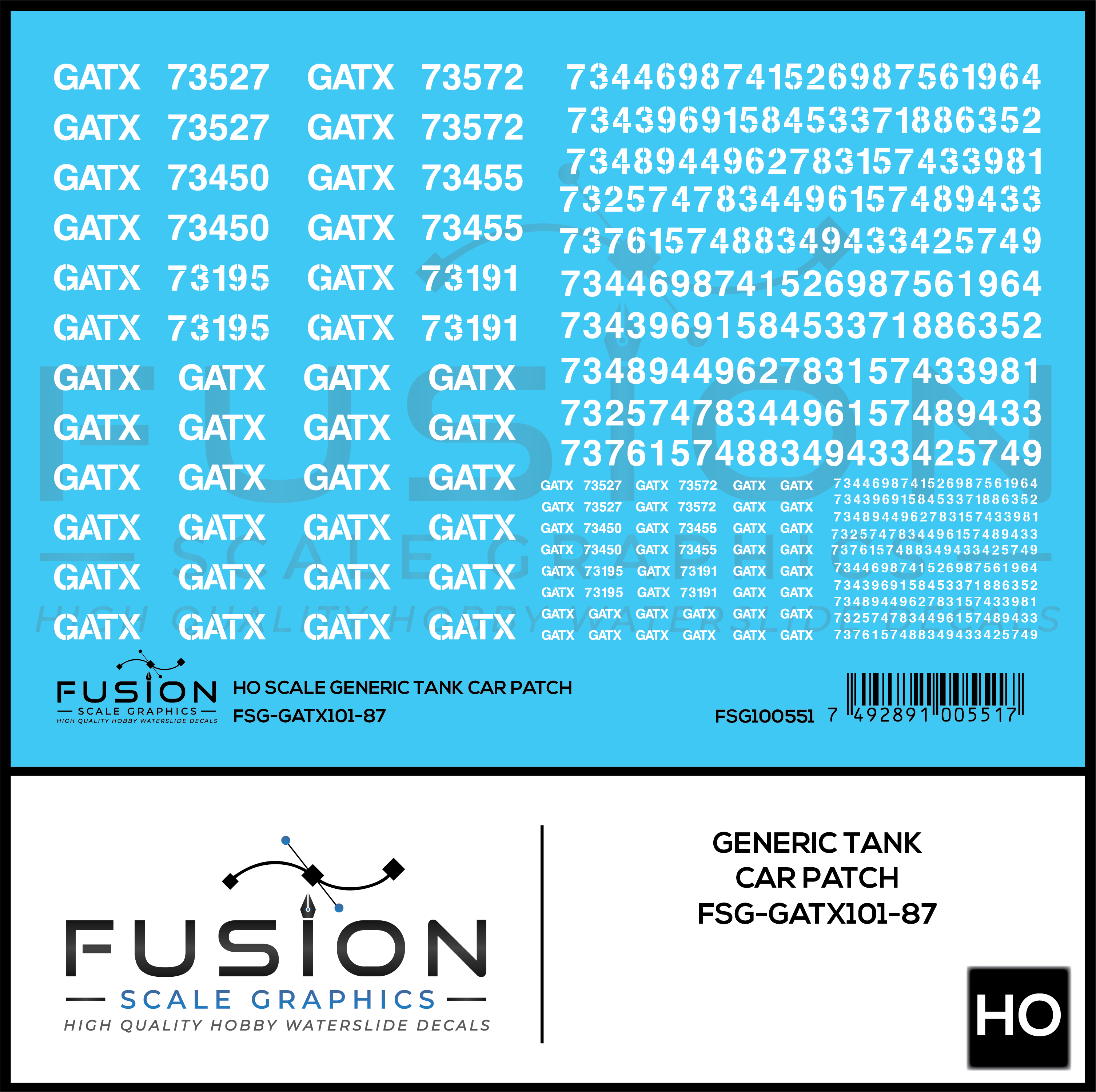 HO Scale GATX Tank Car Patch Decal Set