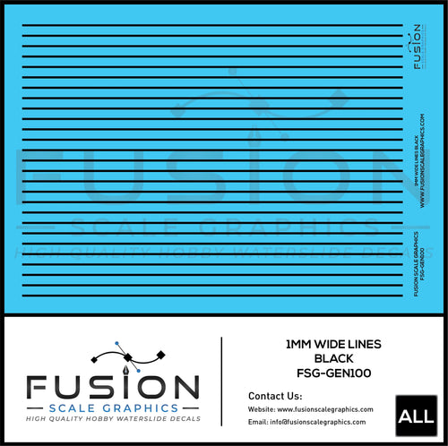1mm Black Stripes Decal Set Fusion Scale Graphics