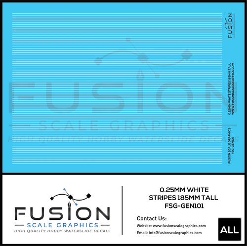0.25mm White Stripes Decal Set Fusion Scale Graphics