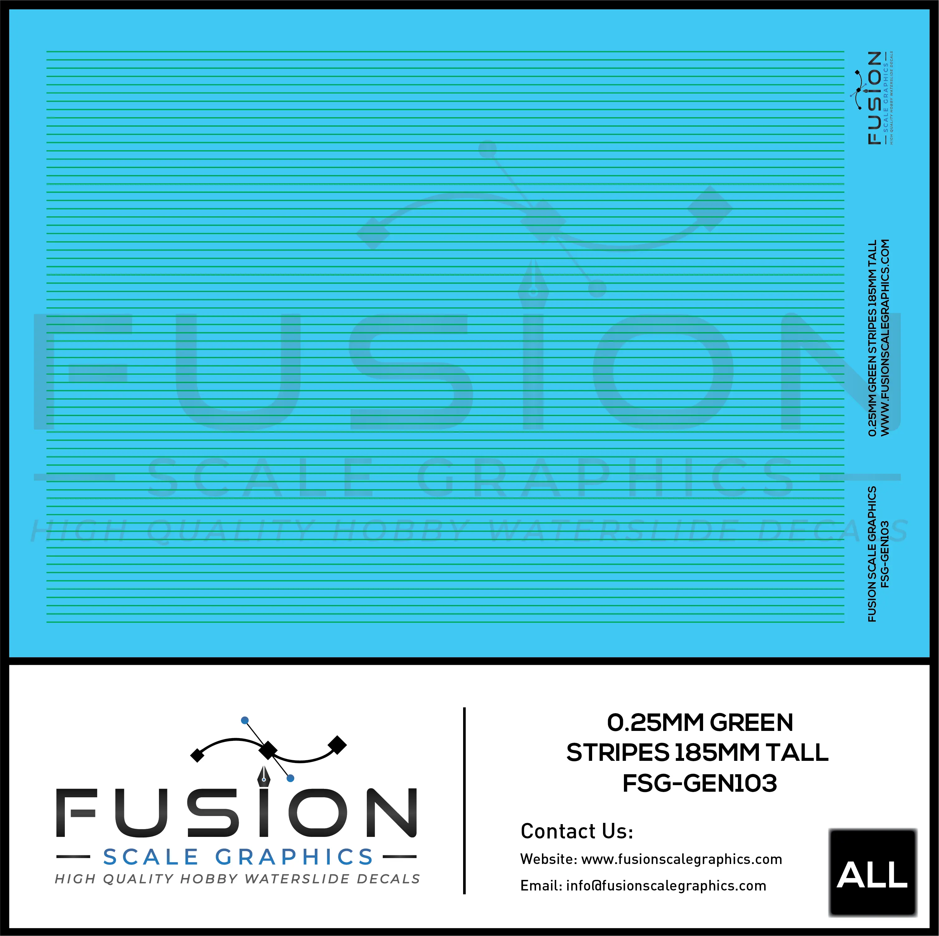 0.25mm Green Stripes Decal Set Fusion Scale Graphics