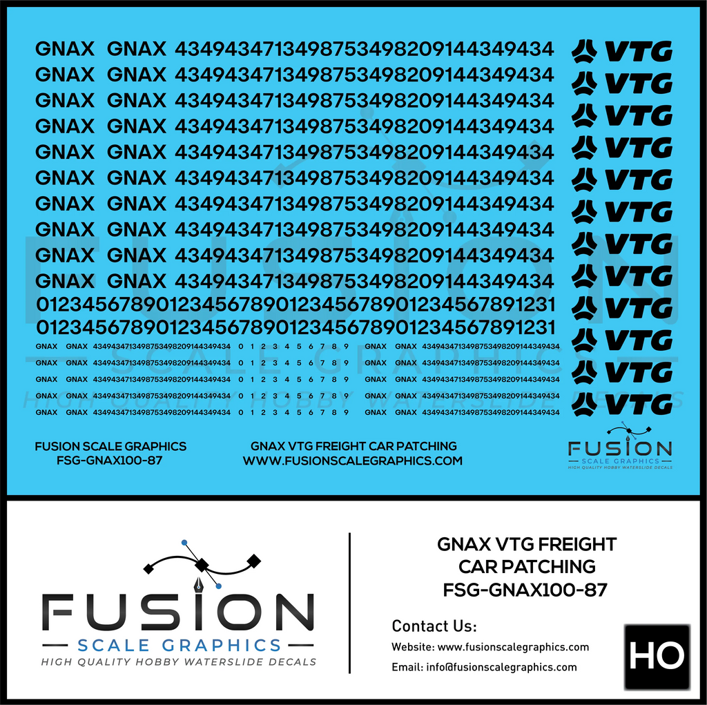 HO Scale GNAX VTG Covered Hoppers Patching and Numbering Decal Set Fusion Scale Graphics