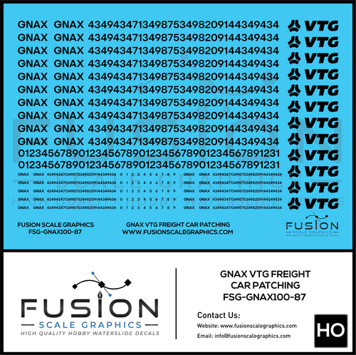 HO Scale GNAX VTG Covered Hoppers Patching and Numbering Decal Set Fusion Scale Graphics