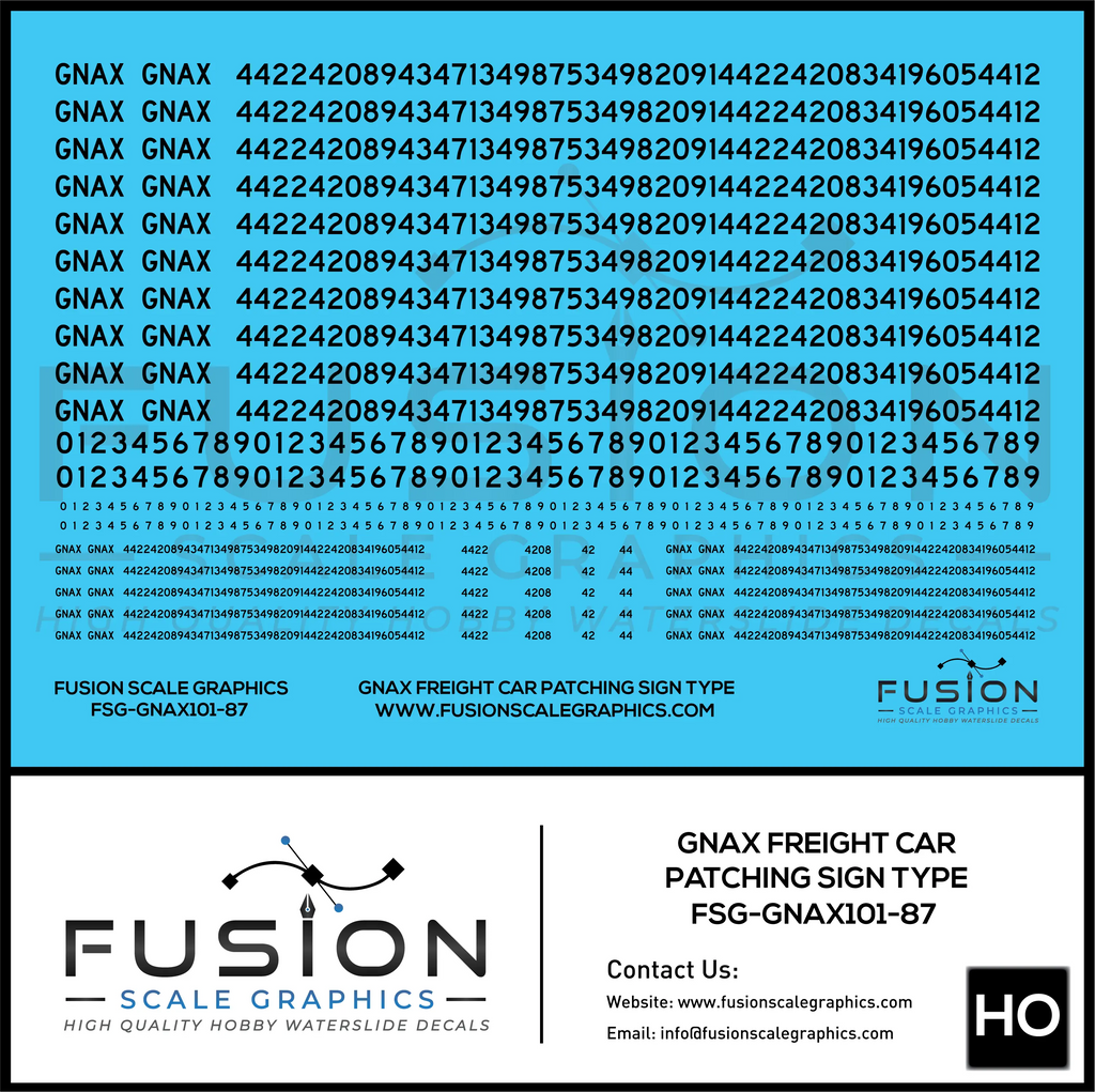 HO Scale GNAX Covered Hoppers Patching and Numbering Decal Set Sign Font Type Fusion Scale Graphics