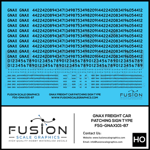 HO Scale GNAX Covered Hoppers Patching and Numbering Decal Set Sign Font Type Fusion Scale Graphics