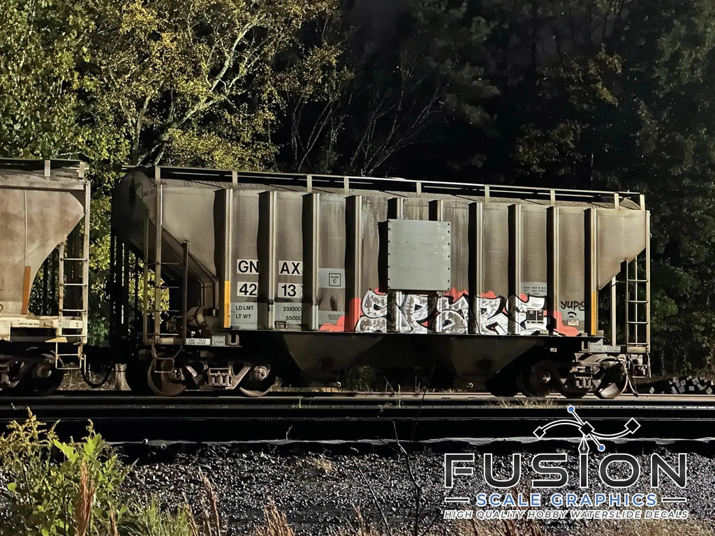 HO Scale GNAX Covered Hoppers Patching and Numbering Decal Set W/ White Patches Fusion Scale Graphics