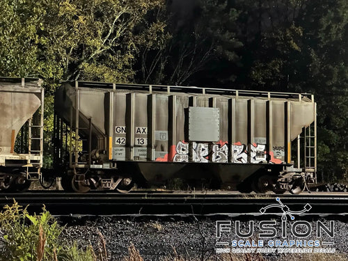 HO Scale GNAX Covered Hoppers Patching and Numbering Decal Set W/ White Patches Fusion Scale Graphics
