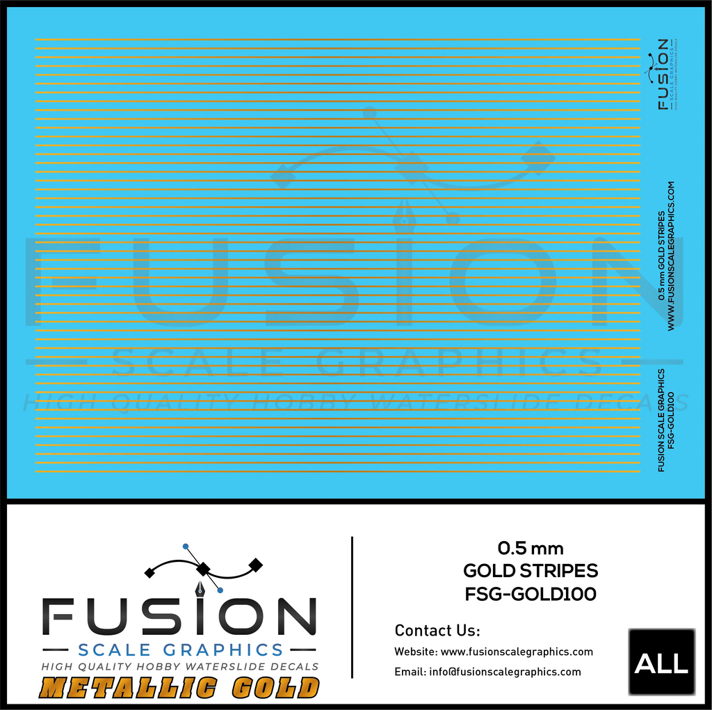 Metallic Gold 0.5mm Wide Gold Stripe Decal Set Fusion Scale Graphics