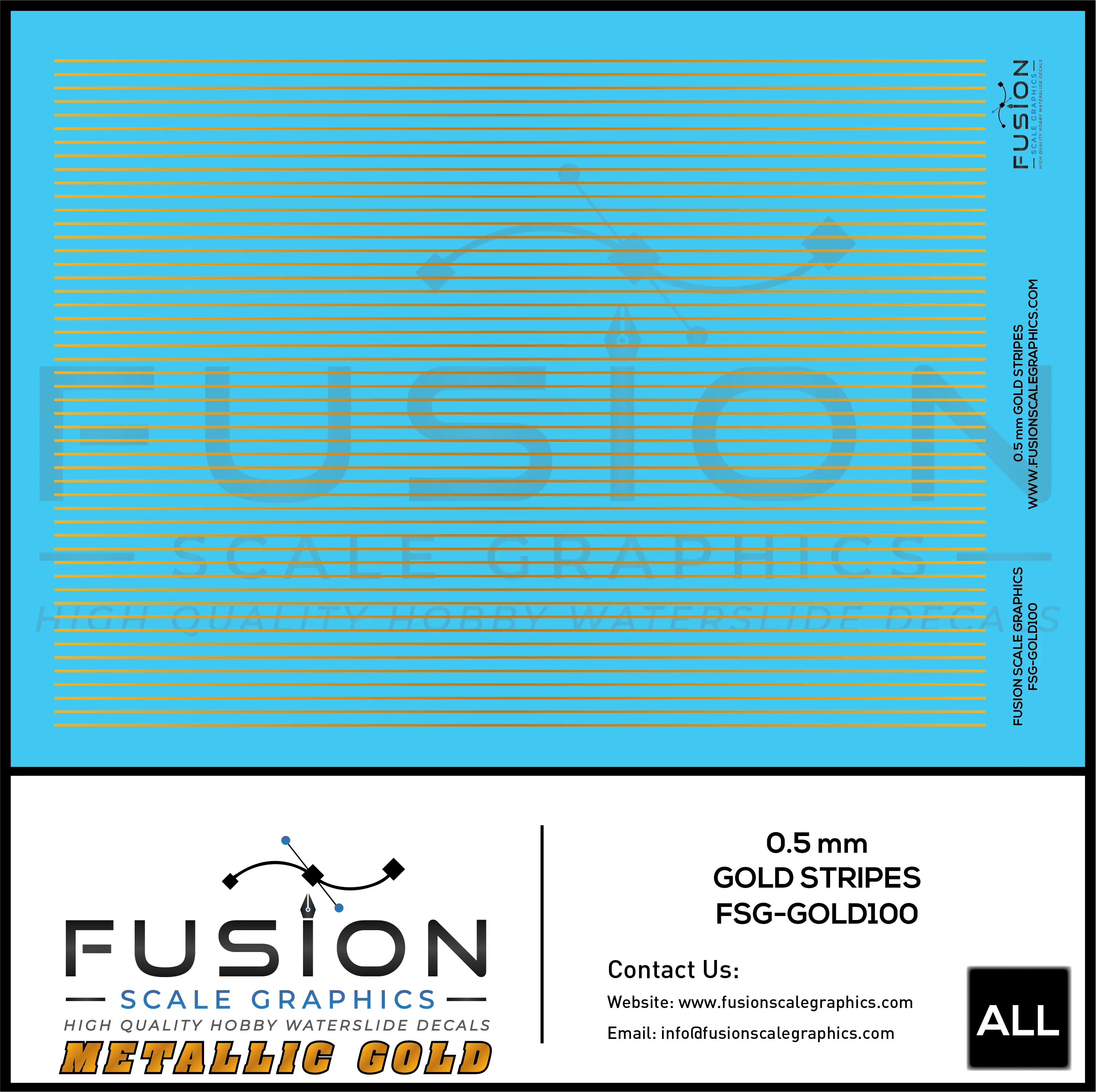 Metallic Gold 0.5mm Wide Gold Stripe Decal Set Fusion Scale Graphics