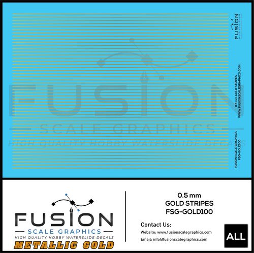 Metallic Gold 0.5mm Wide Gold Stripe Decal Set Fusion Scale Graphics