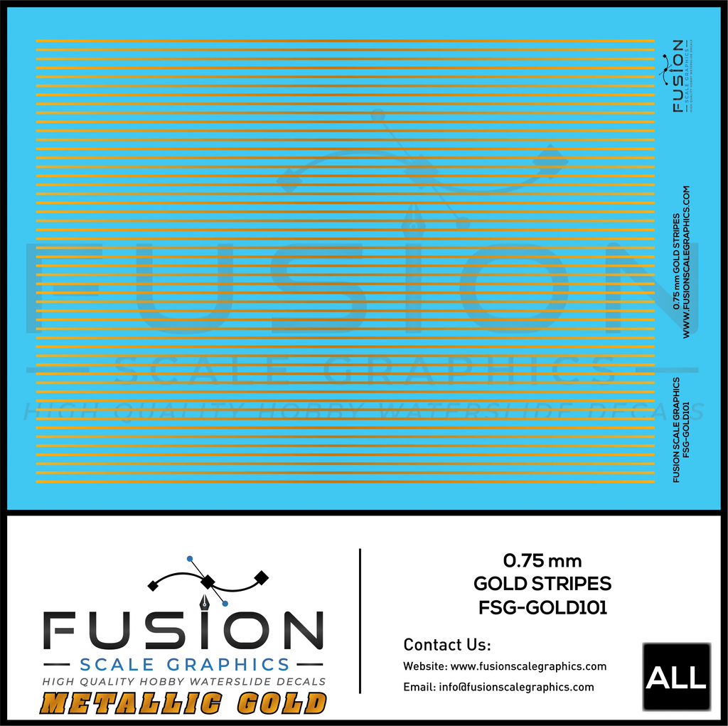 Metallic Gold 0.75mm Wide Gold Stripe Decal Set Fusion Scale Graphics