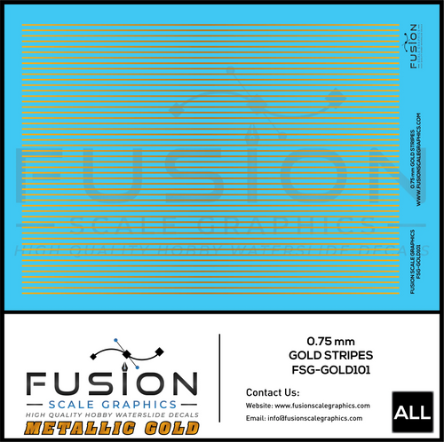Metallic Gold 0.75mm Wide Gold Stripe Decal Set Fusion Scale Graphics