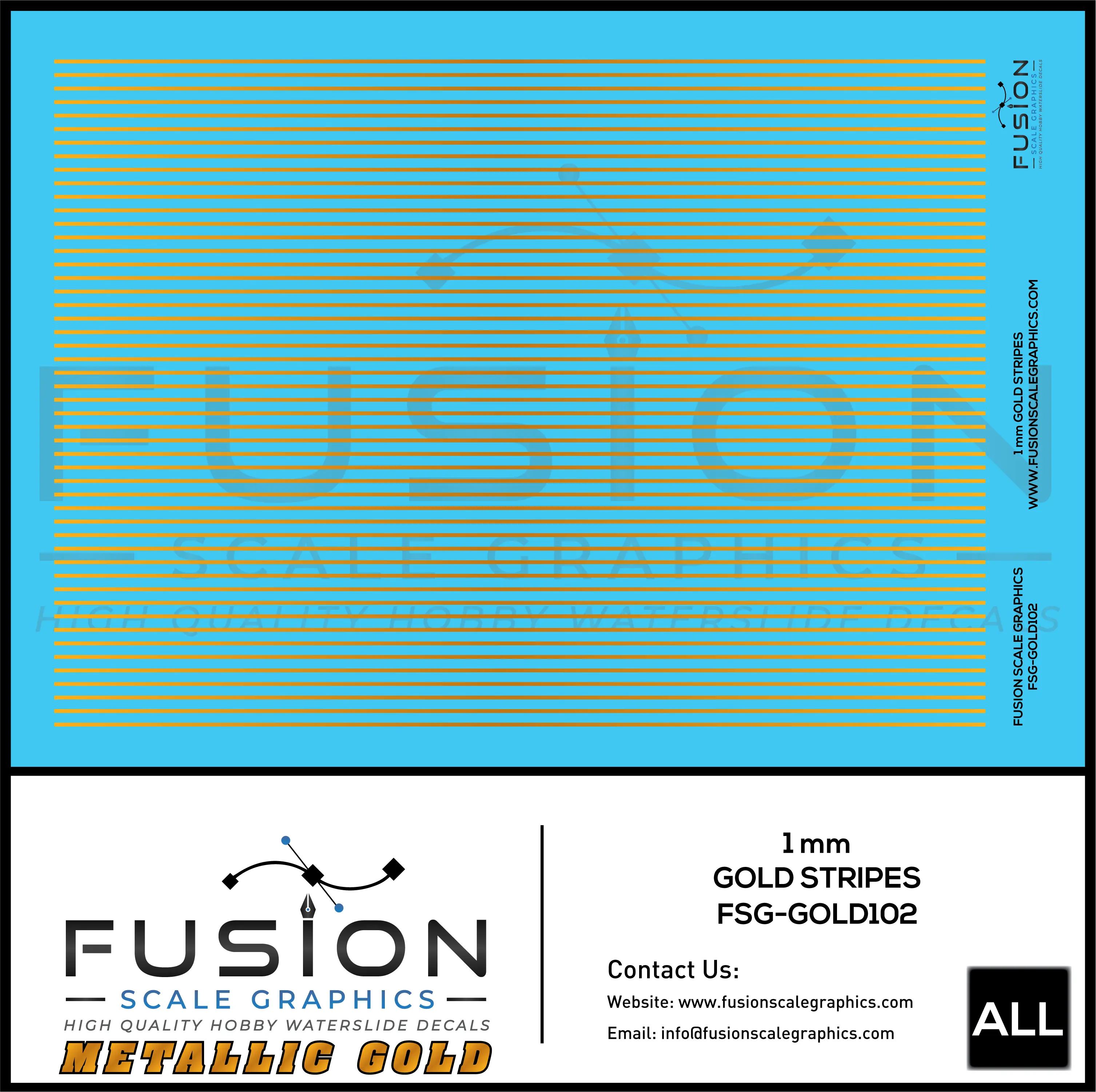 Metallic Gold 1mm Wide Gold Stripe Decal Set Fusion Scale Graphics