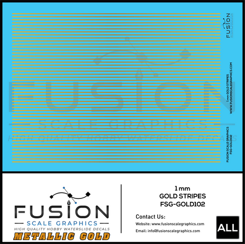Metallic Gold 1mm Wide Gold Stripe Decal Set Fusion Scale Graphics
